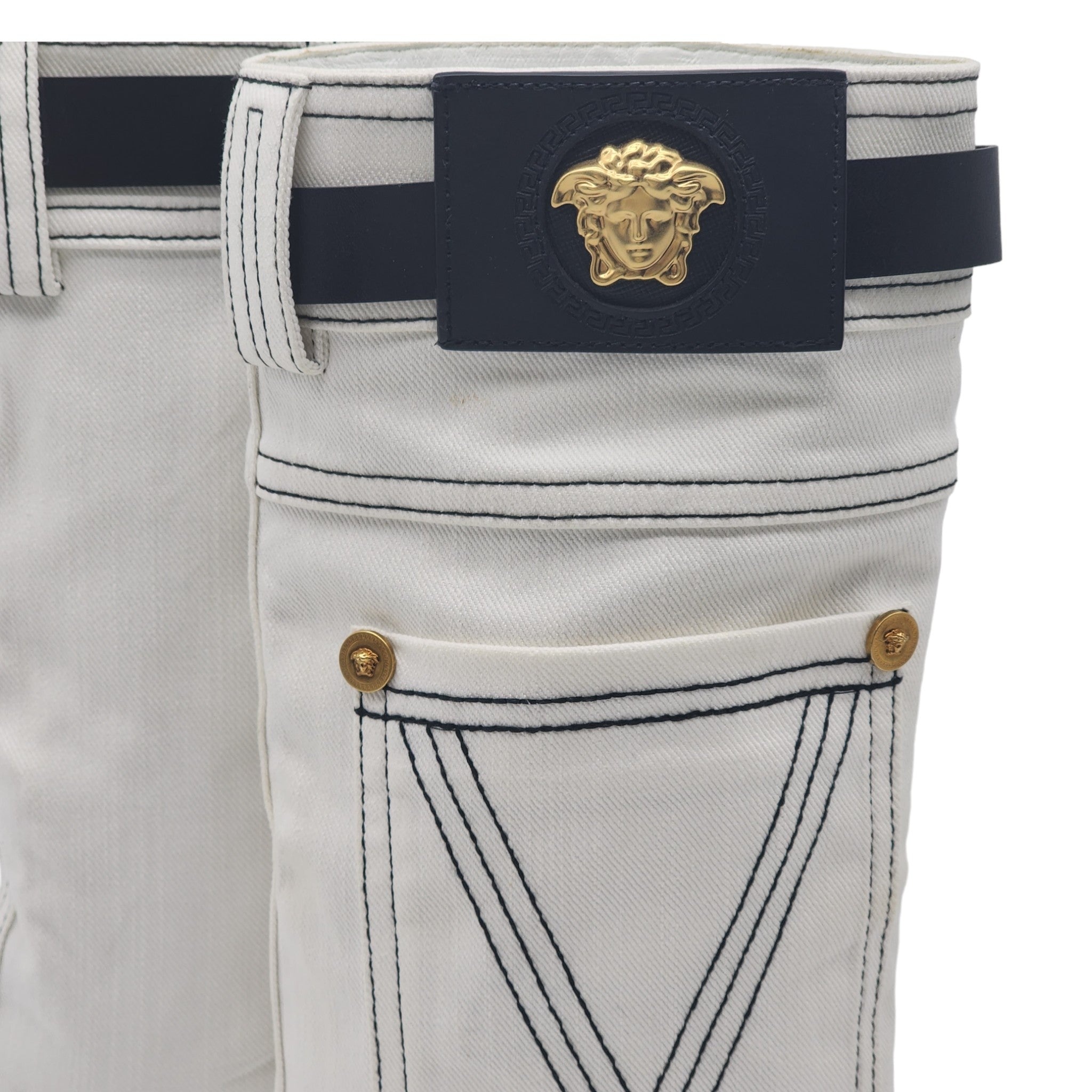 Versace Denim Cowboy Boots White 36 - 6