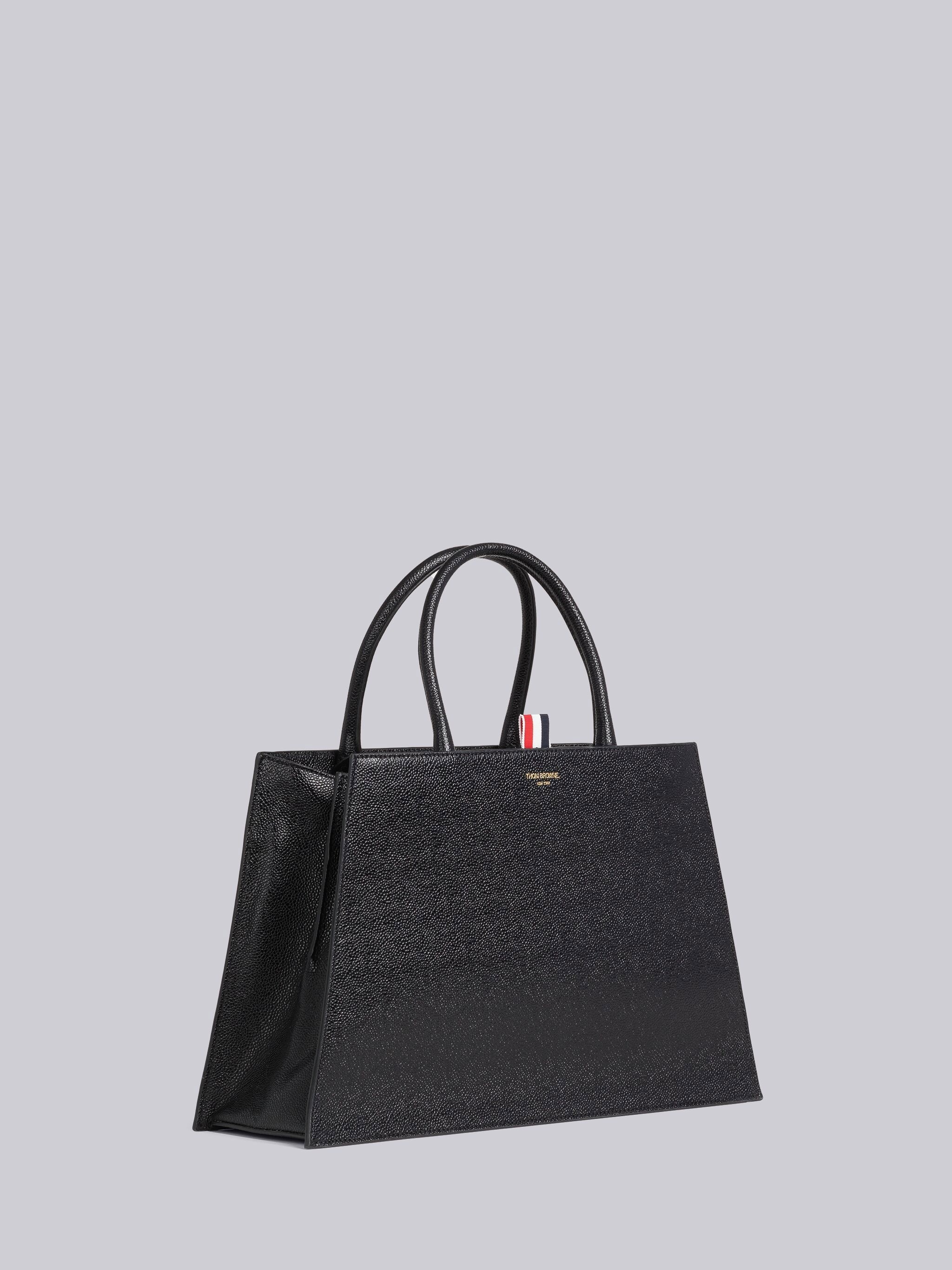 logo print grained leather tote - 3