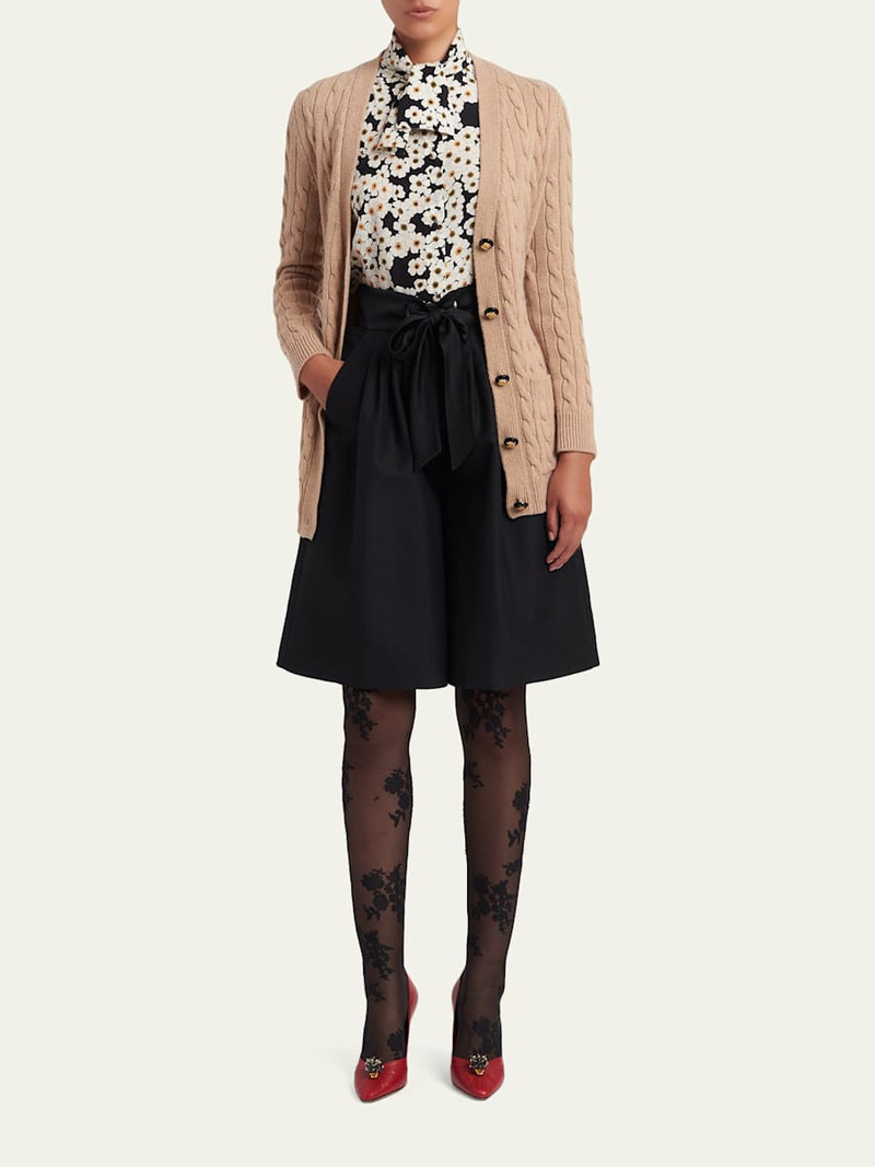 Valentino Cable-Knit Longline Cashmere Cardigan outlook