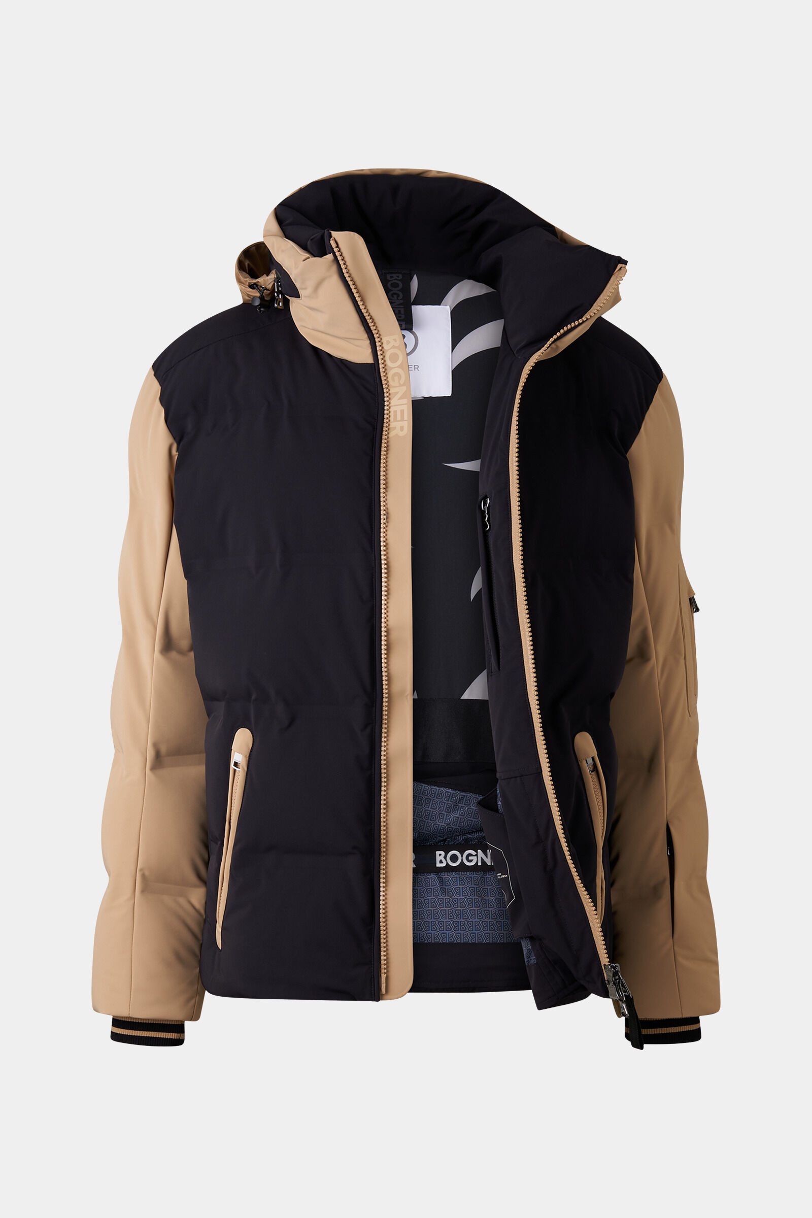 Maceo Down ski jacket in Black/Camel - 2