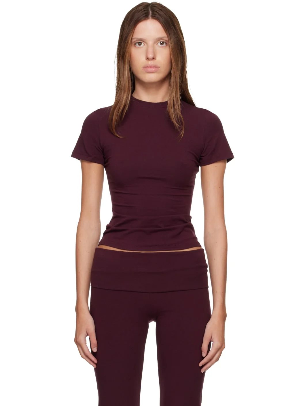 Burgundy Cotton Jersey T-shirt - 1