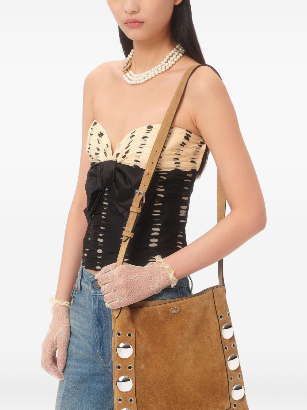 polka dot-print chiffon top - 5