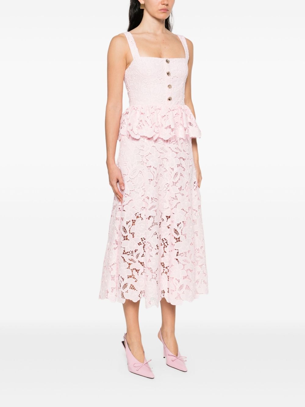 floral-lace midi dress - 3