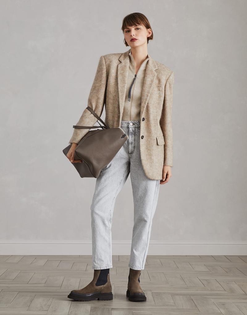 Authentic denim straight trousers with shiny bartack 4
