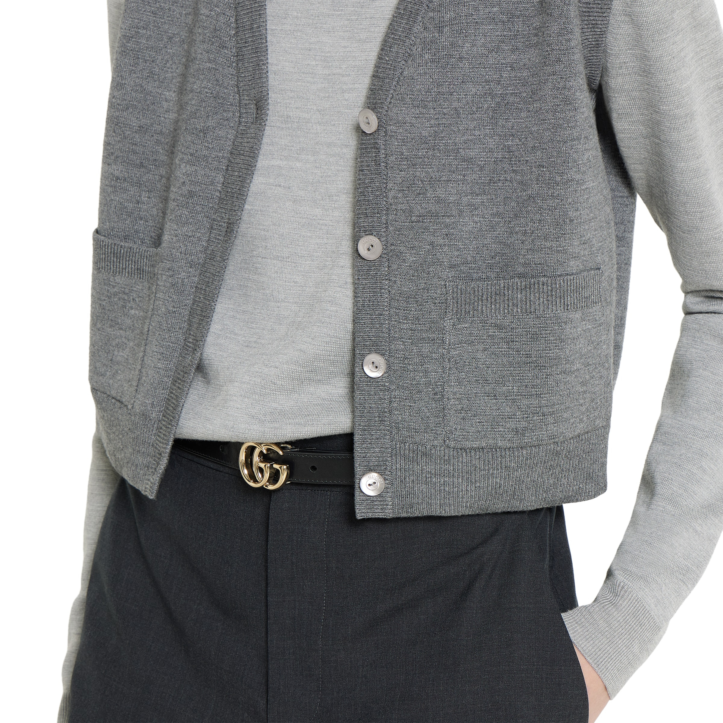 Wool silk top with vest overlay - 5
