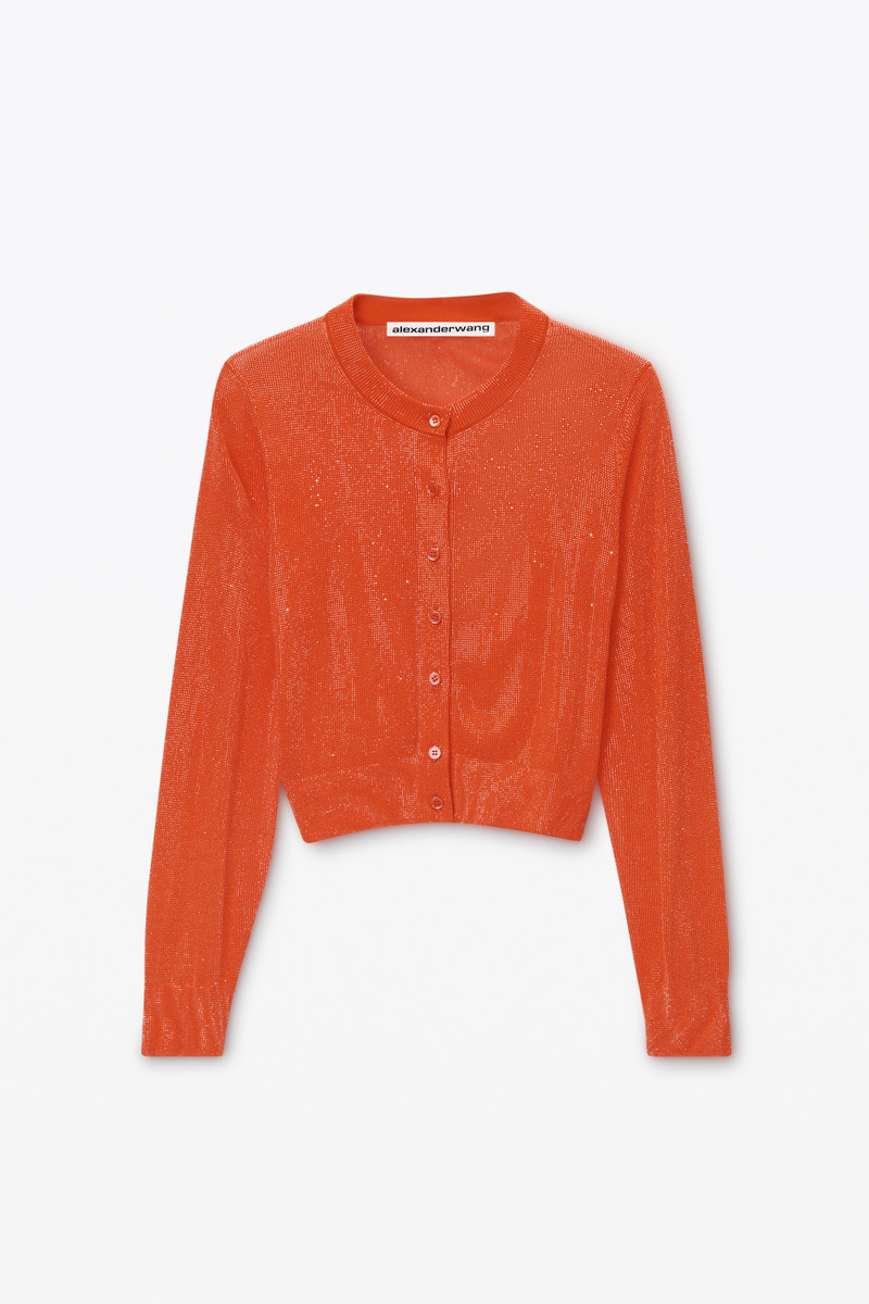 Clear Bead Hotfix Crewneck Cardigan 1