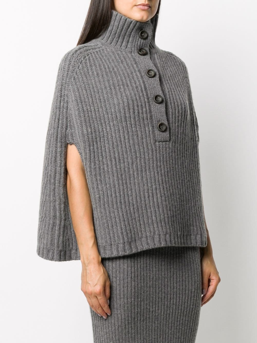 funnel-neck ribbed cape - 3