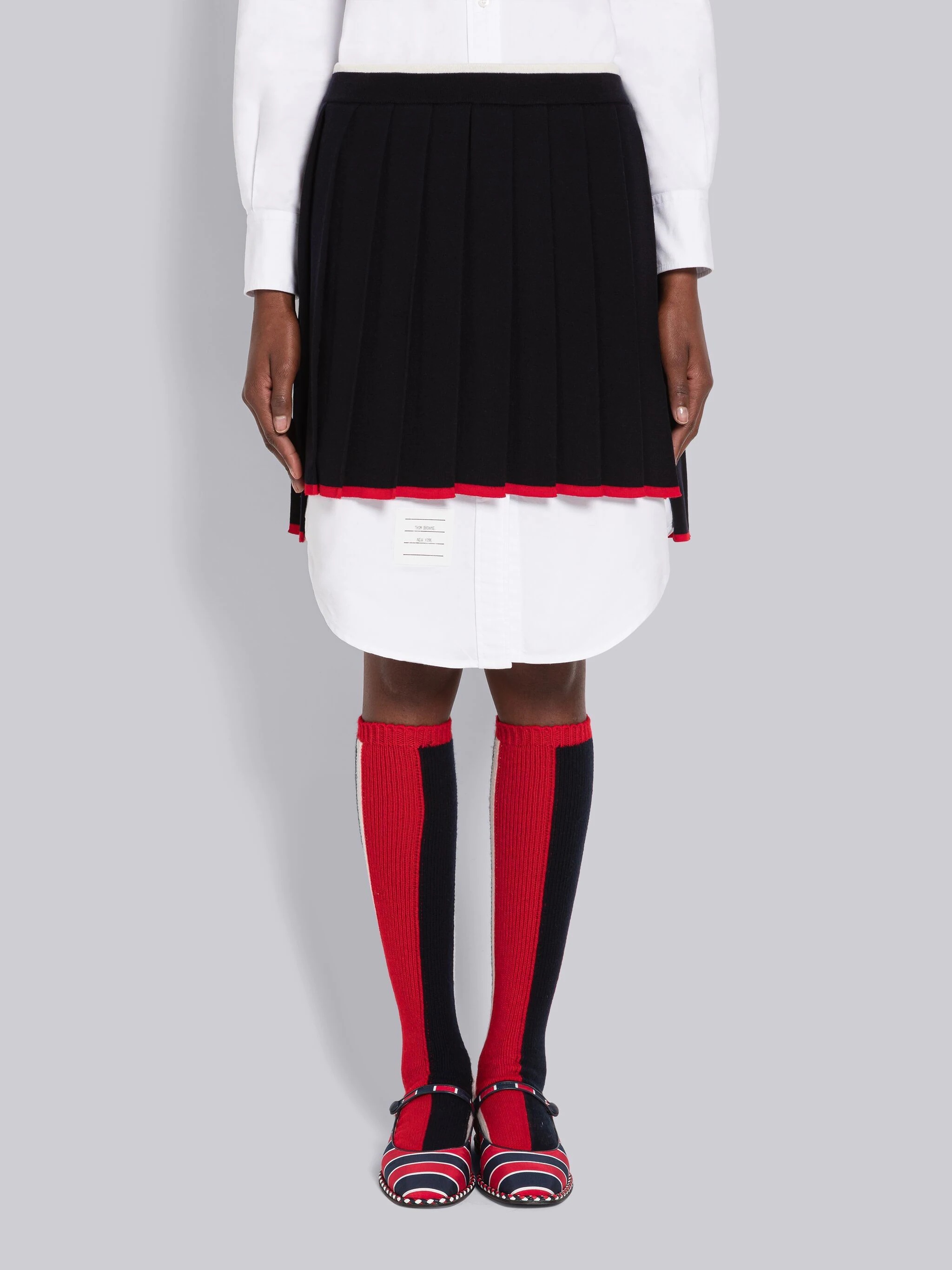 Milano Stitch Merino Tipping Pleated Mini Skirt - 1