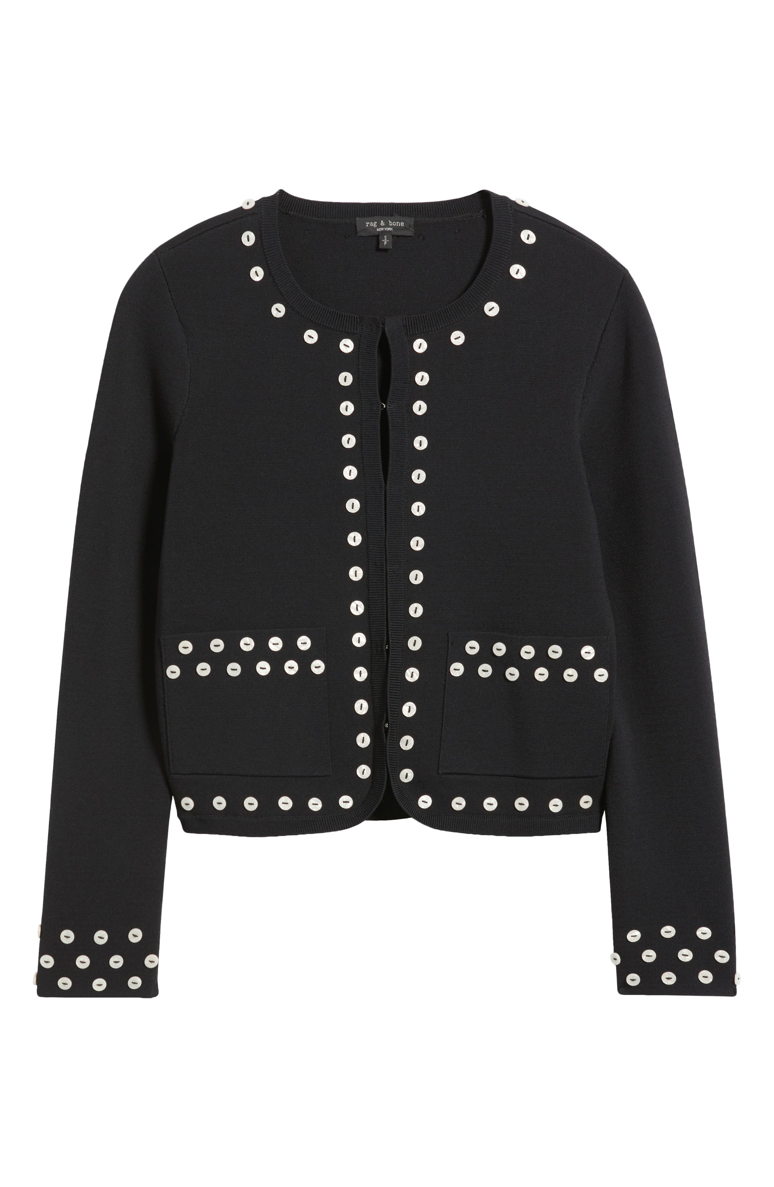 rag & bone Melo Shell Detail Boxy Cardigan in Black at Nordstrom - 5