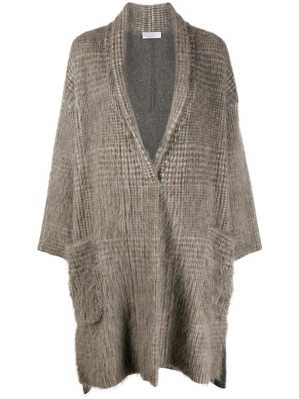 check knitted cardigan - 1