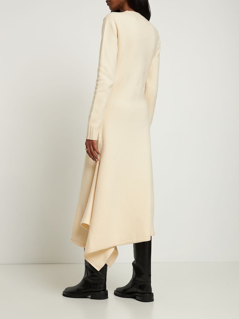 Asymmetric boiled wool long dress - 3