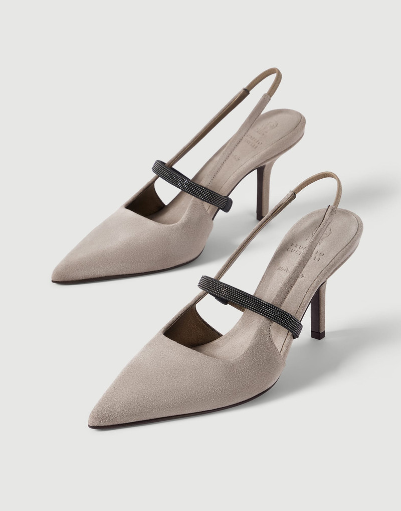 Suede heels with precious strap 4