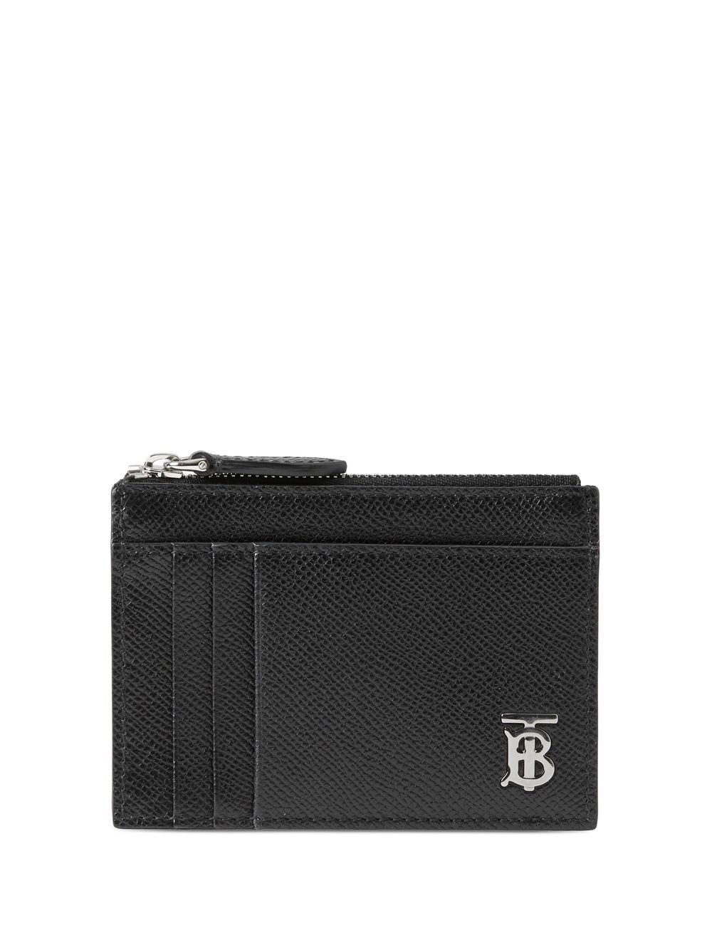 zipped grained-leather cardholder - 1