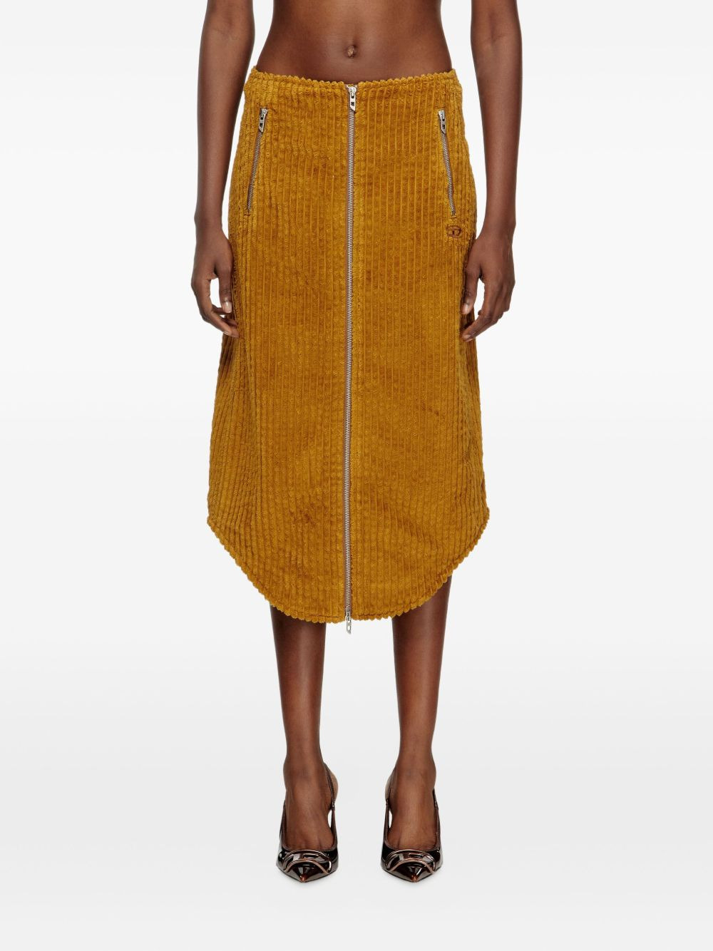 O-LLIPOP zip-front corduroy midi skirt - 3
