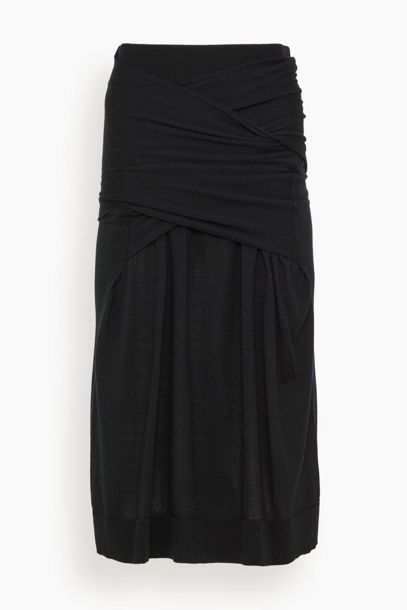 Draped Fine Knit Skirt in Black 1