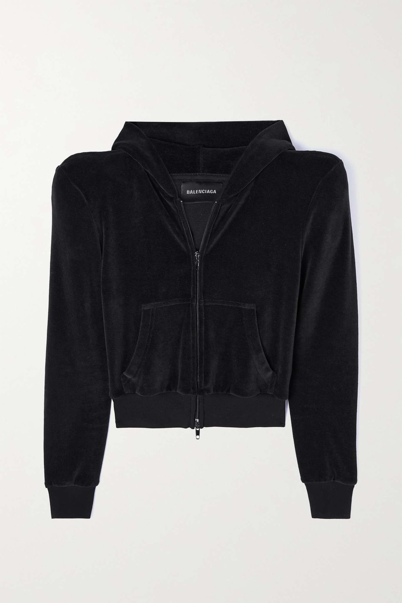 둥근 어깨 Zip-up Hoodie 작은 적합 에 검정 - 1