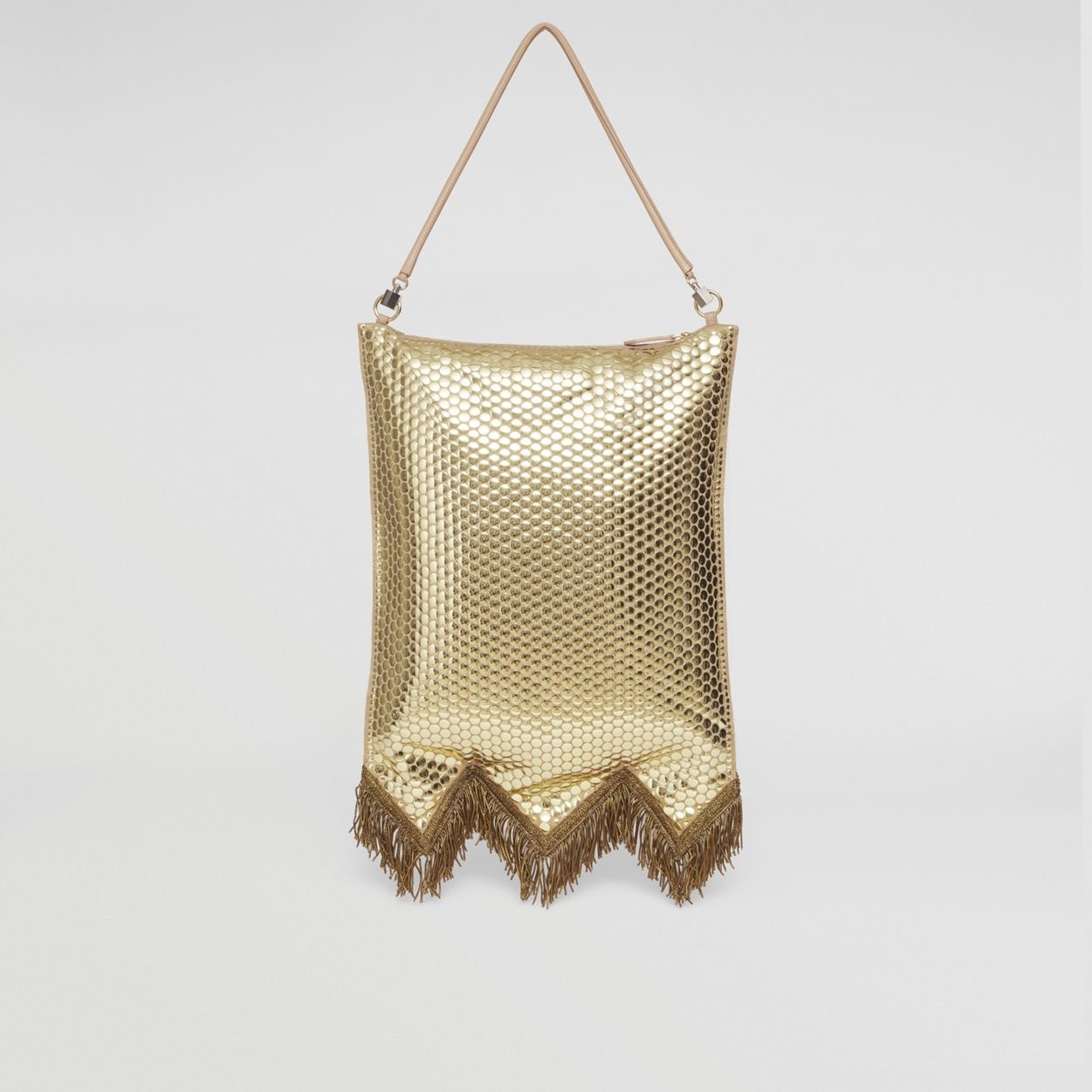 Bullion Fringing Paillette-embellished Silk Flag Bag - 8