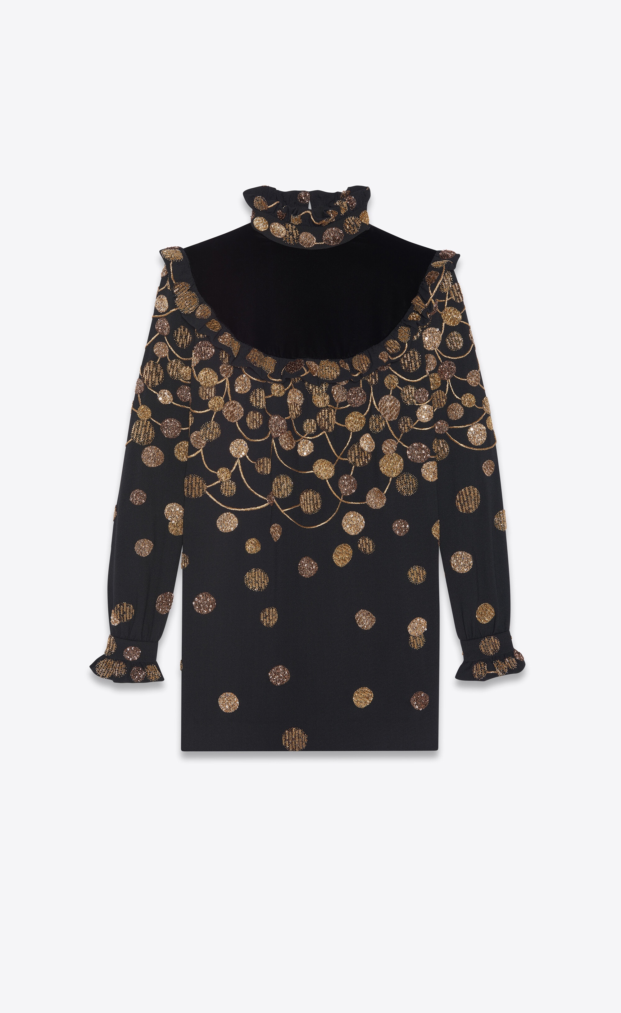 embroidered mini dress in sablé saint laurent - 1