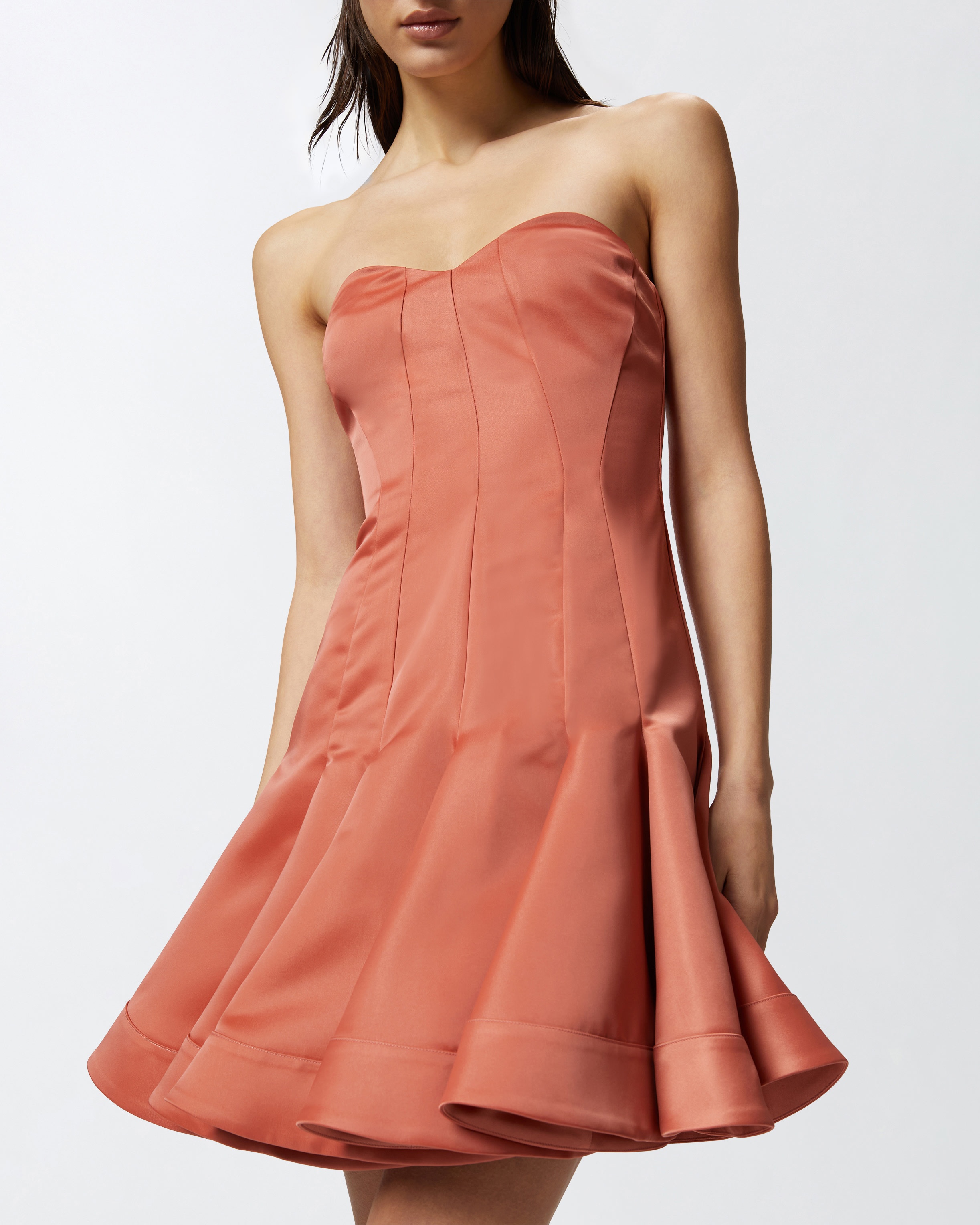 SHORT BUSTIER DRESS WITH PLEATED SKIRT - 5