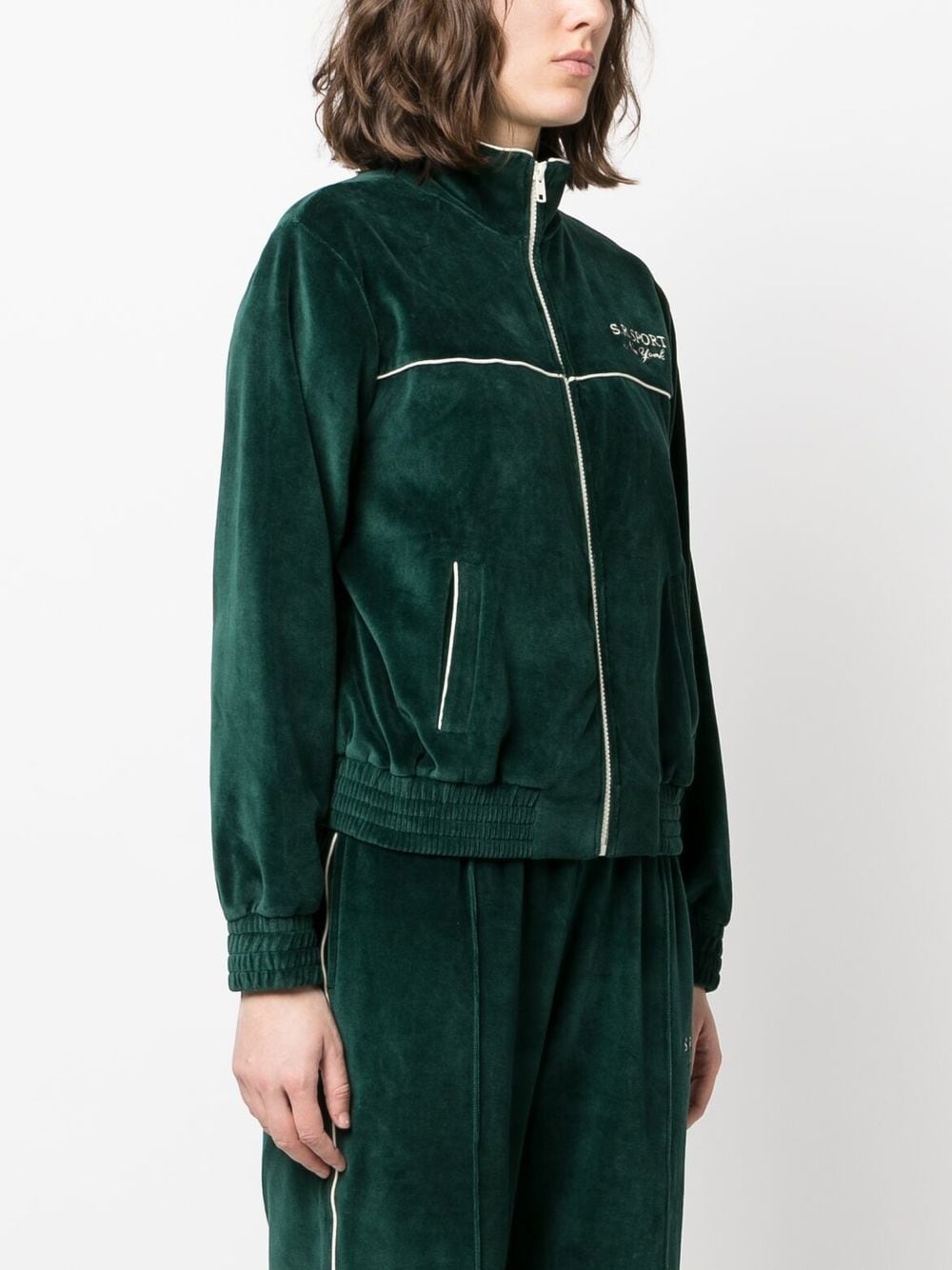 logo-print velvet track jacket - 3