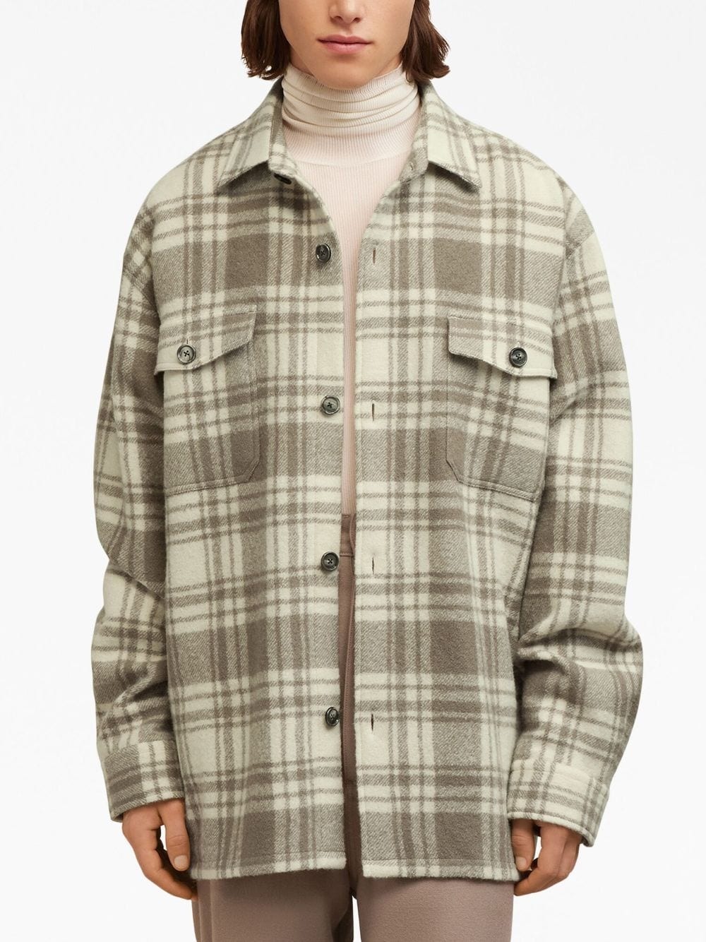 plaid wool shirt jacket - 4