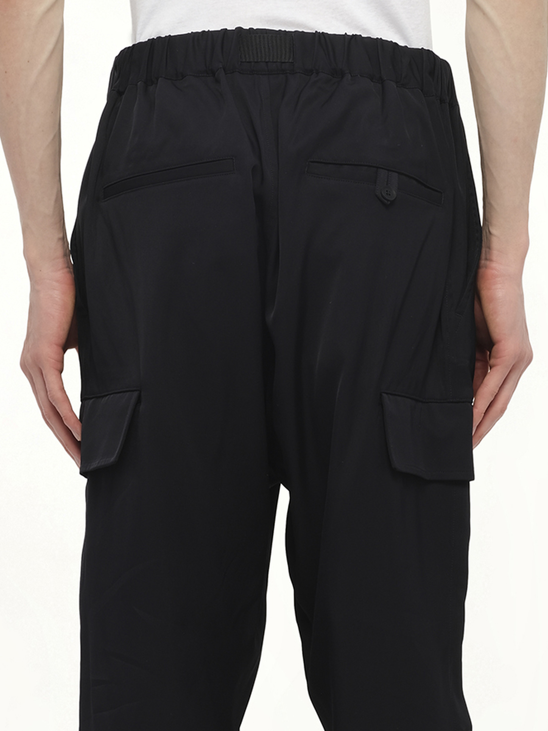Rayon Twill Cuffed Pants in Black - 3
