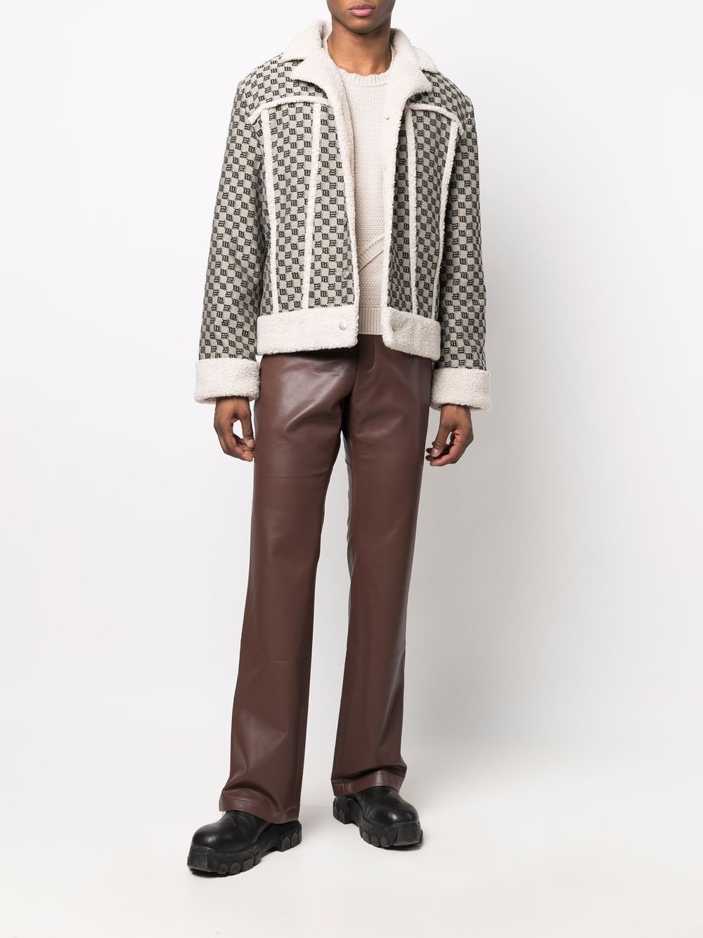 jacquard-monogram contrast-trim jacket - 3