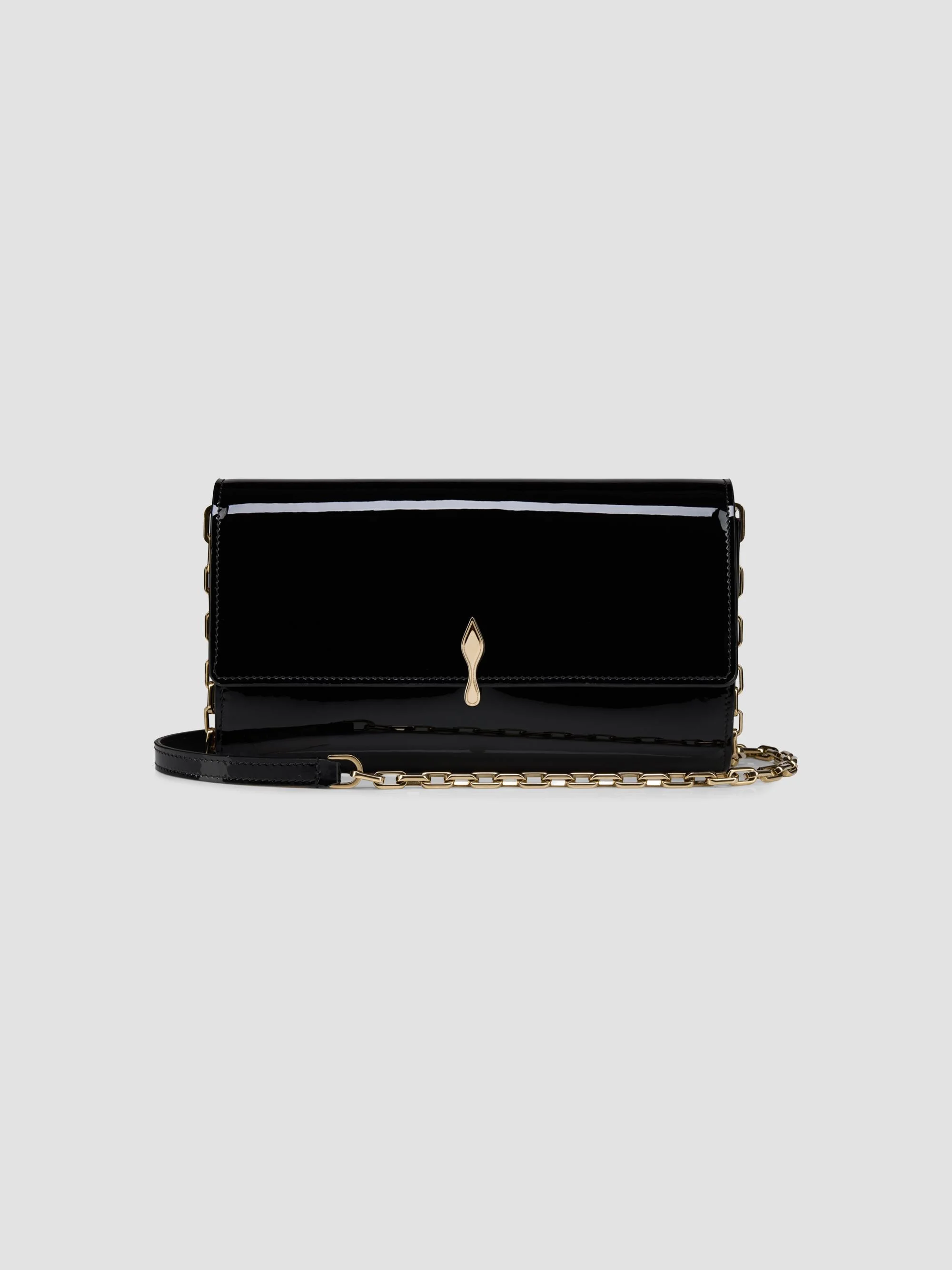 Women's Bettina Patent Leather Chain Wallet - Black - 1