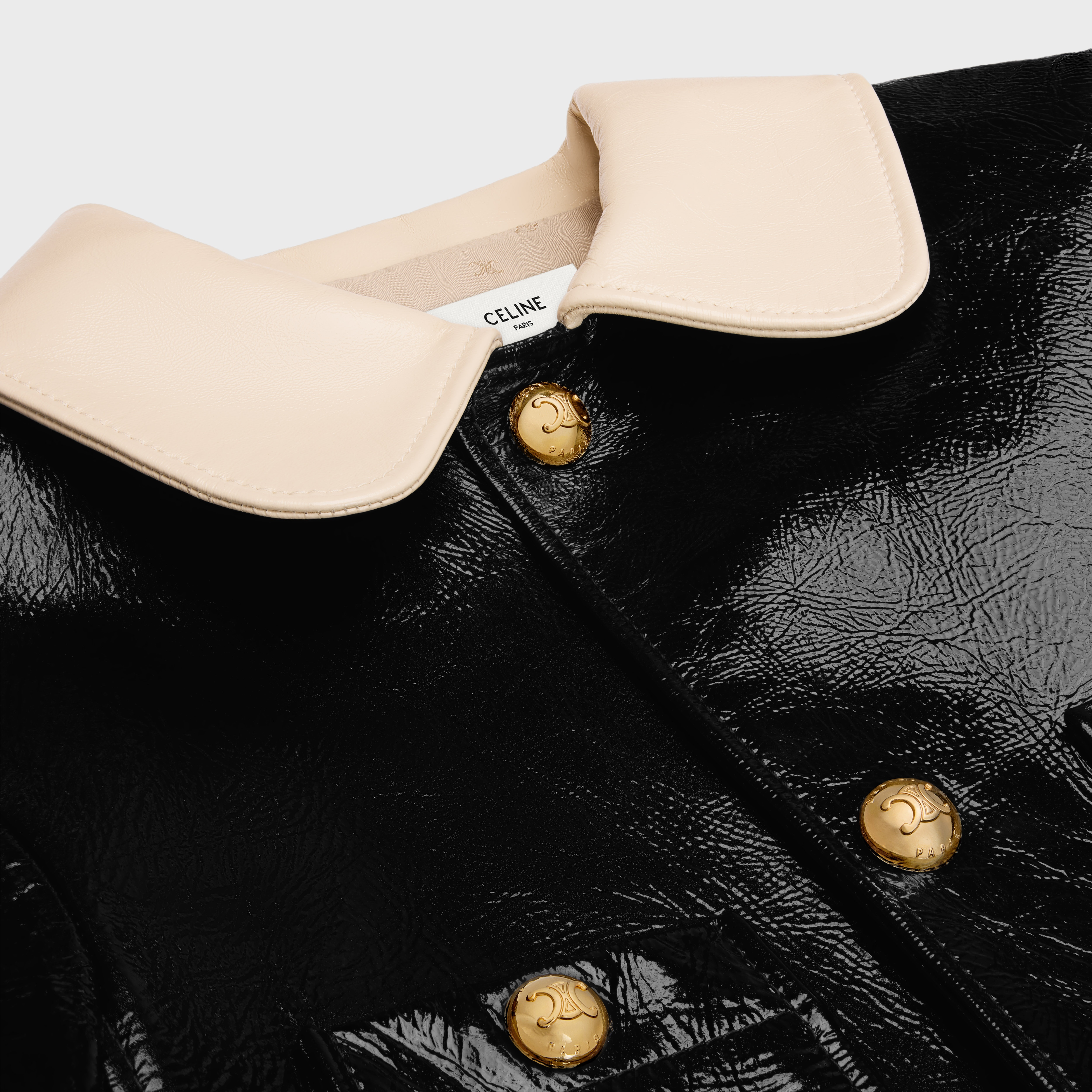 babydoll coat in patent lambskin leather - 3