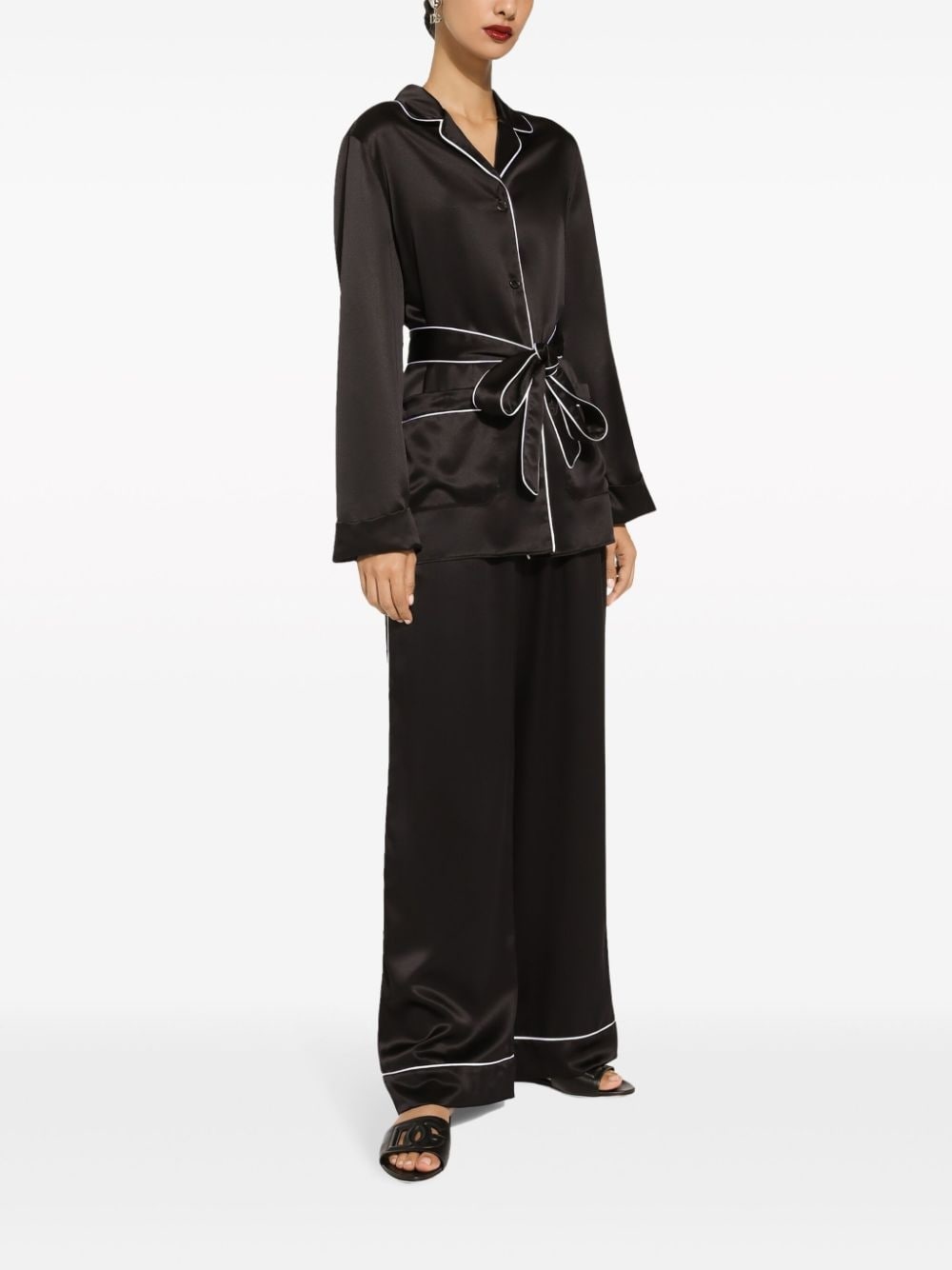 elasticated-waist silk palazzo trousers - 2