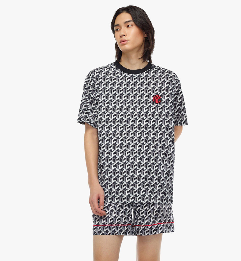 Men’s Cubic Monogram Print T-Shirt in Organic Cotton 5