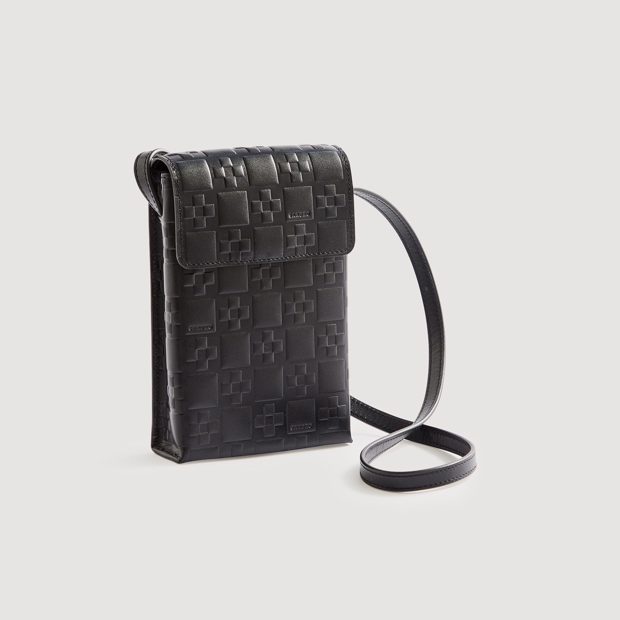 S monogram-embossed small leather bag - 1