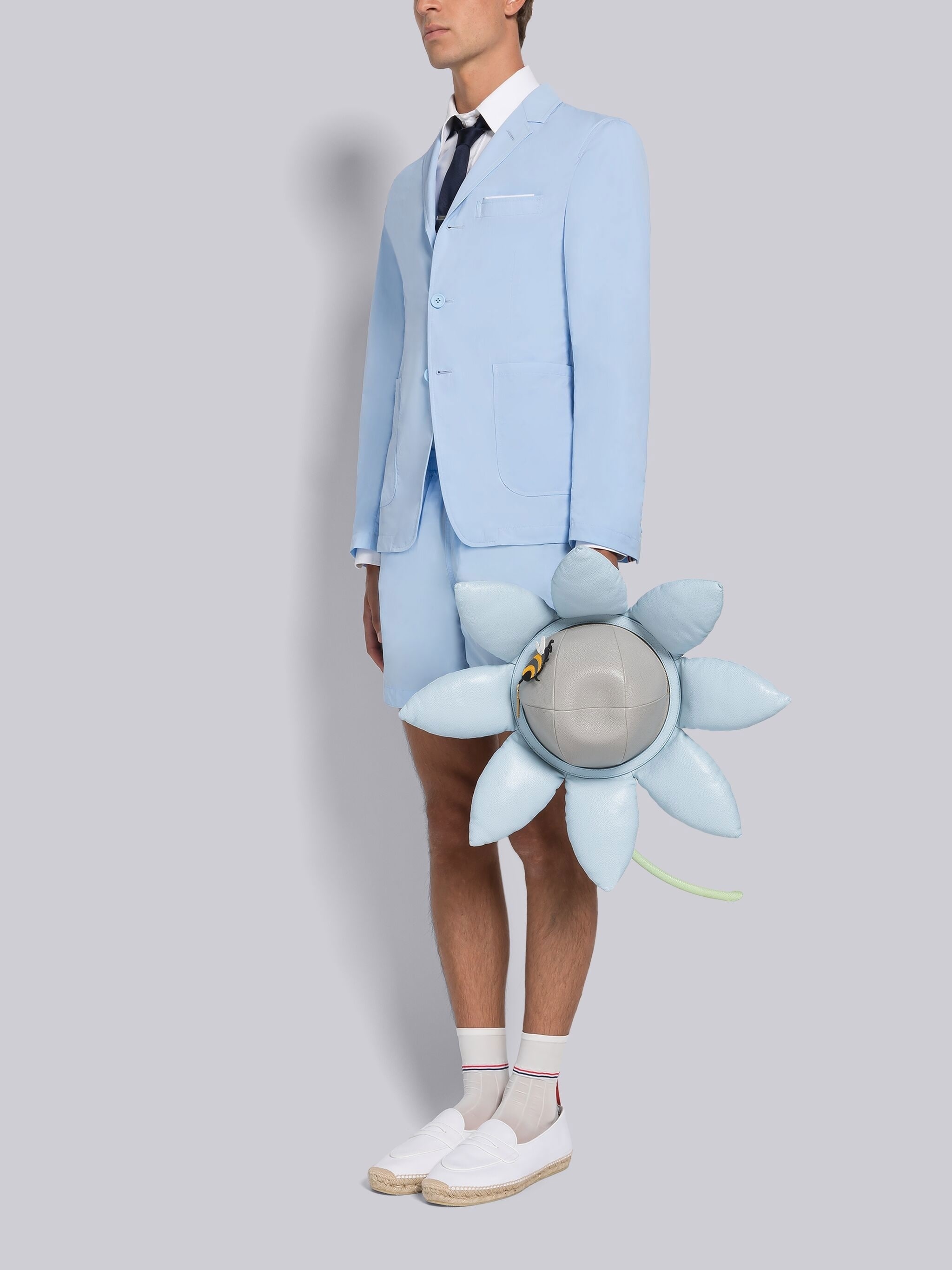 Pebble Grain Leather Flower Backpack - 4