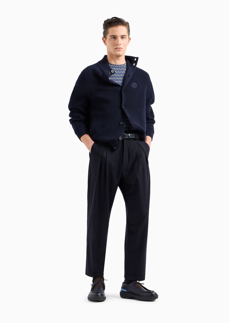 Stretch viscose jacquard jersey crew-neck T-shirt 6