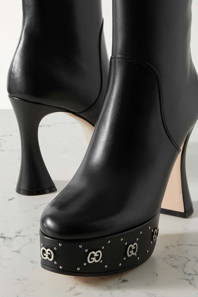 Janaya embellished leather platform ankle boots 4