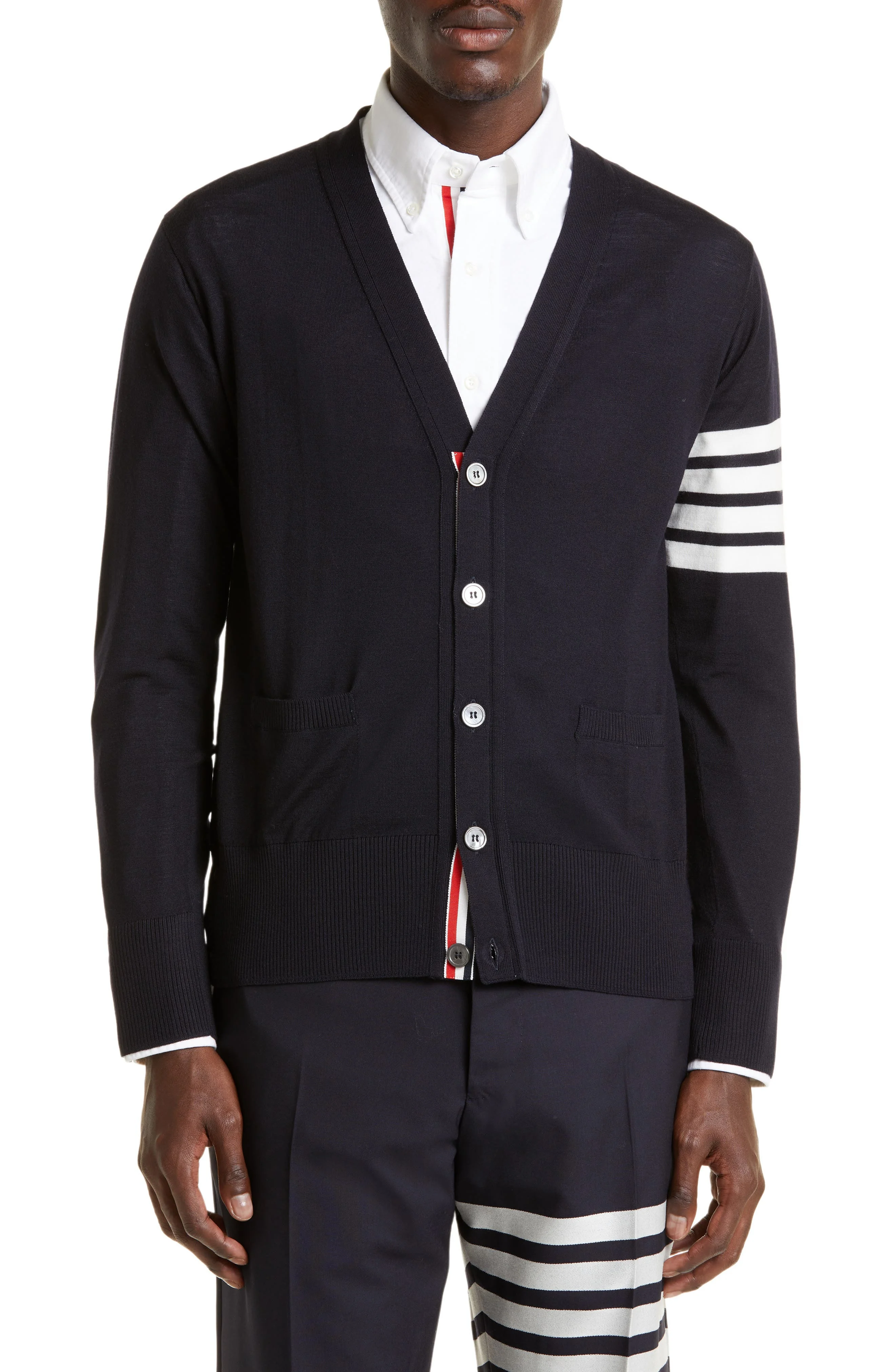 Thom Browne 4-Bar Merino Wool Cardigan in 415 - 1