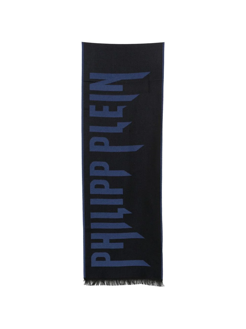 logo-print frayed scarf - 1