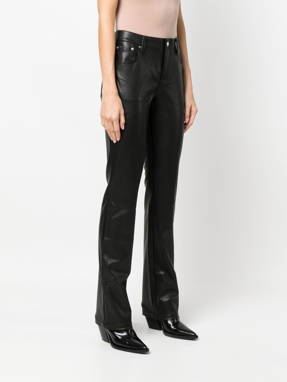 faux-leather straight-leg trousers - 3