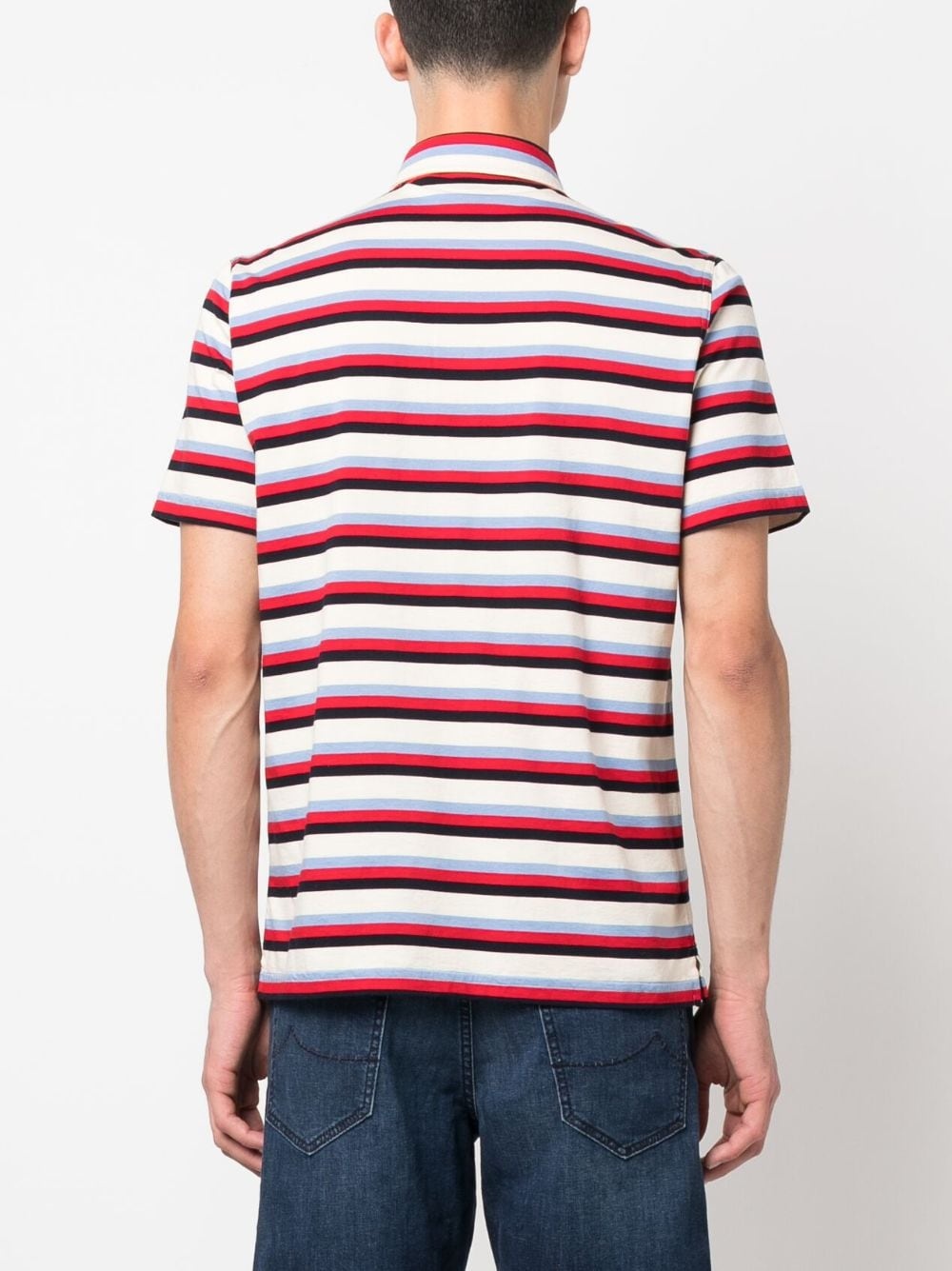 stripe-print cotton polo shirt - 4