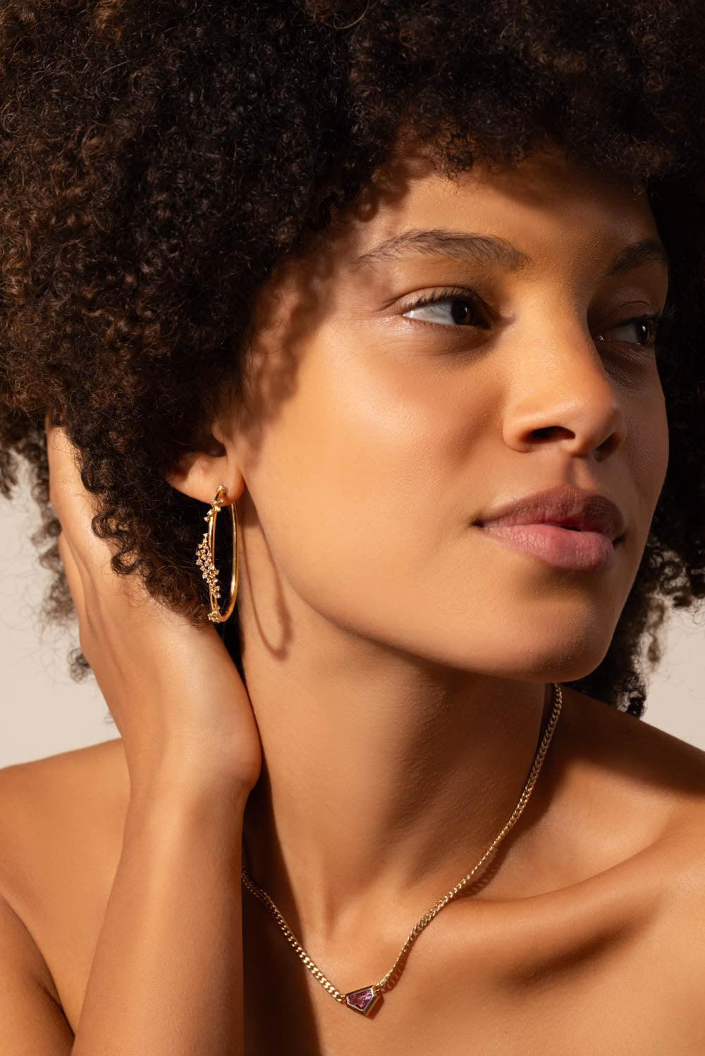 Large Scatter Diamond Hoop Earrings - 3