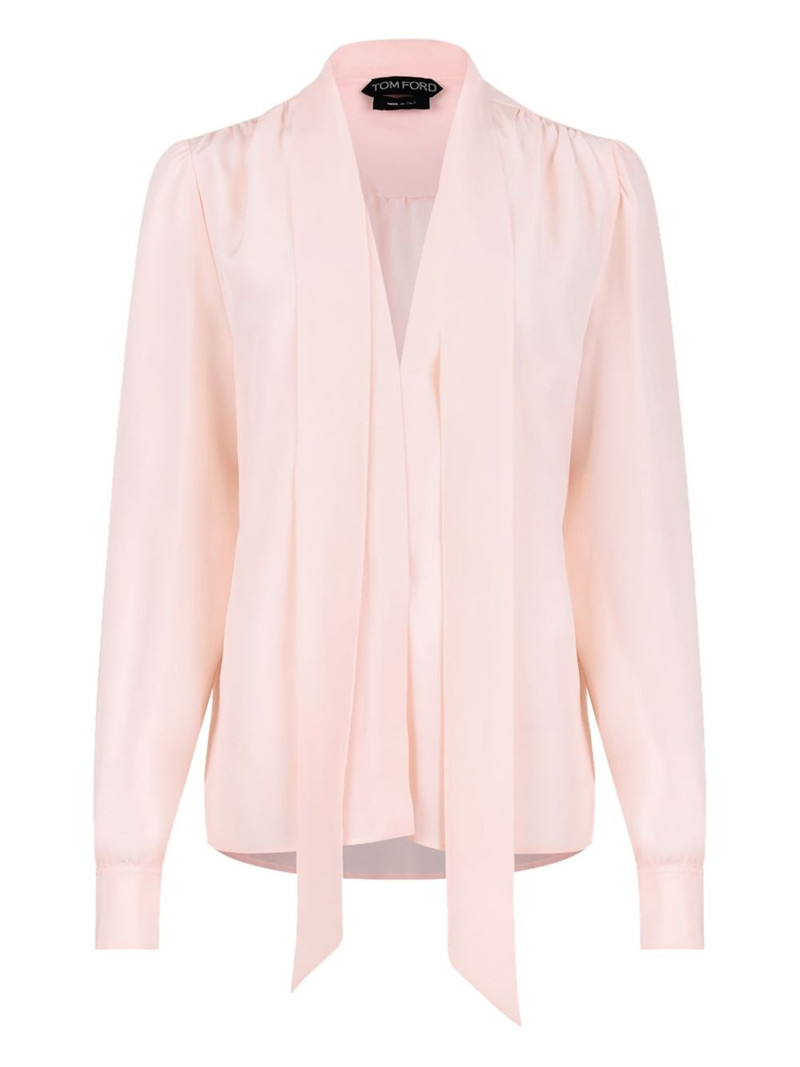 neck-tie silk blouse 1