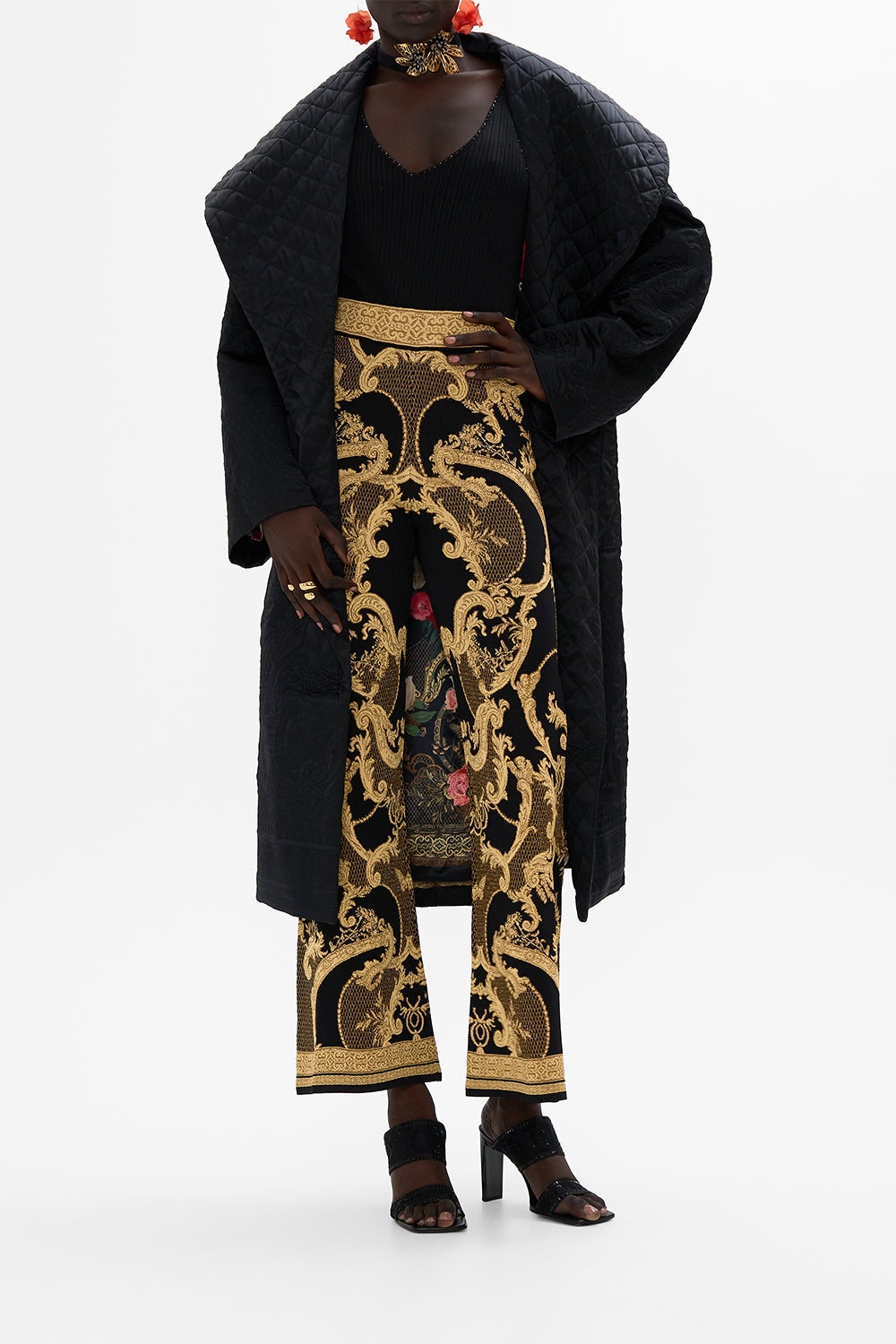 FLARED JACQUARD KNIT PANT - 7
