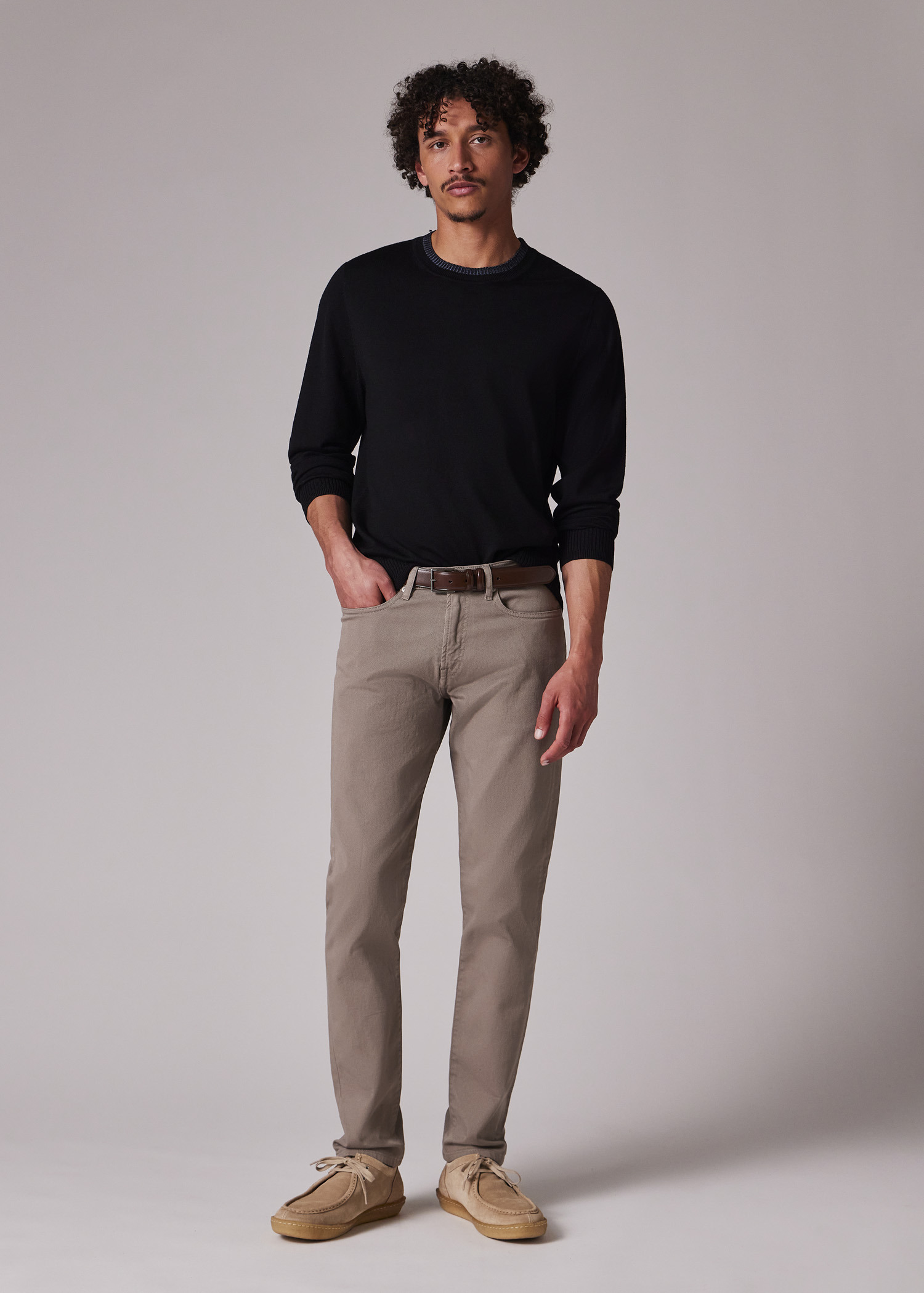 Black Merino Wool Contrast-Collar Sweater - 6