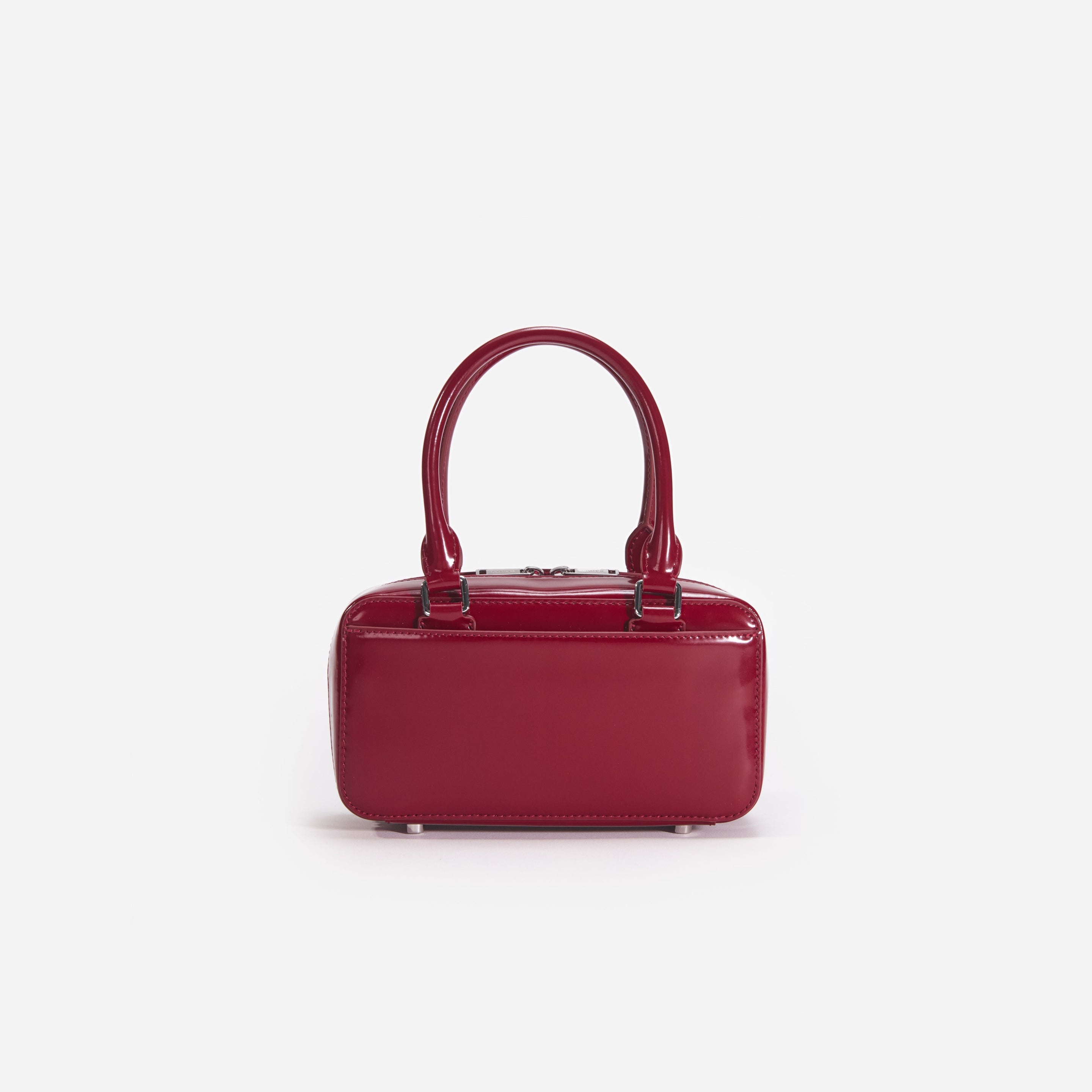 Burgundy Leather Mini Tote Bag - 3