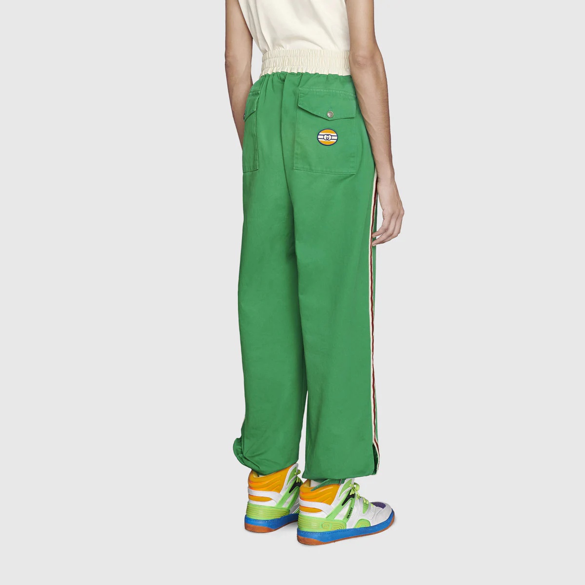 Cotton pant with Gucci vintage logo - 4