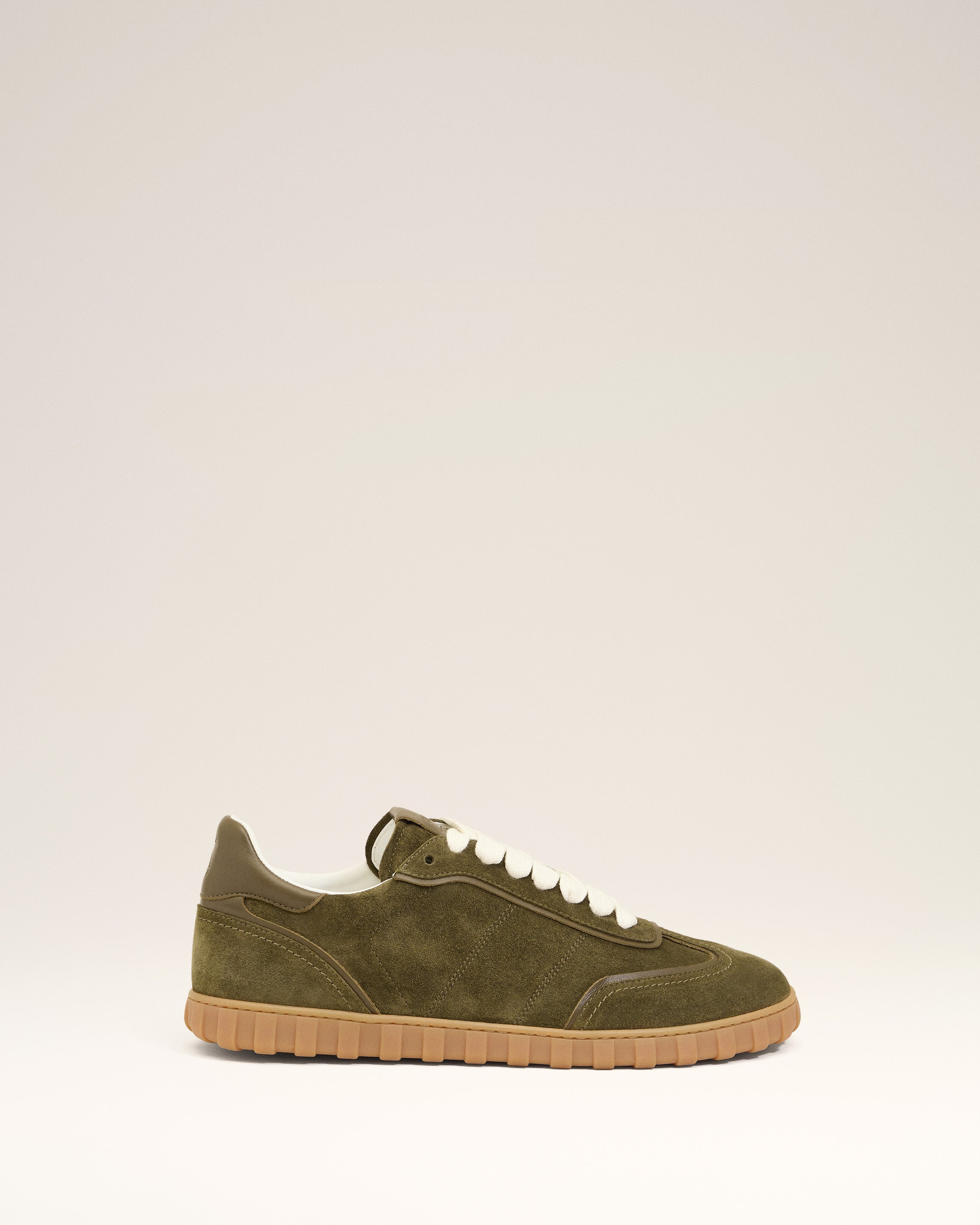 GREEN LEATHER LOW TOP STEP SNEAKERS - 1