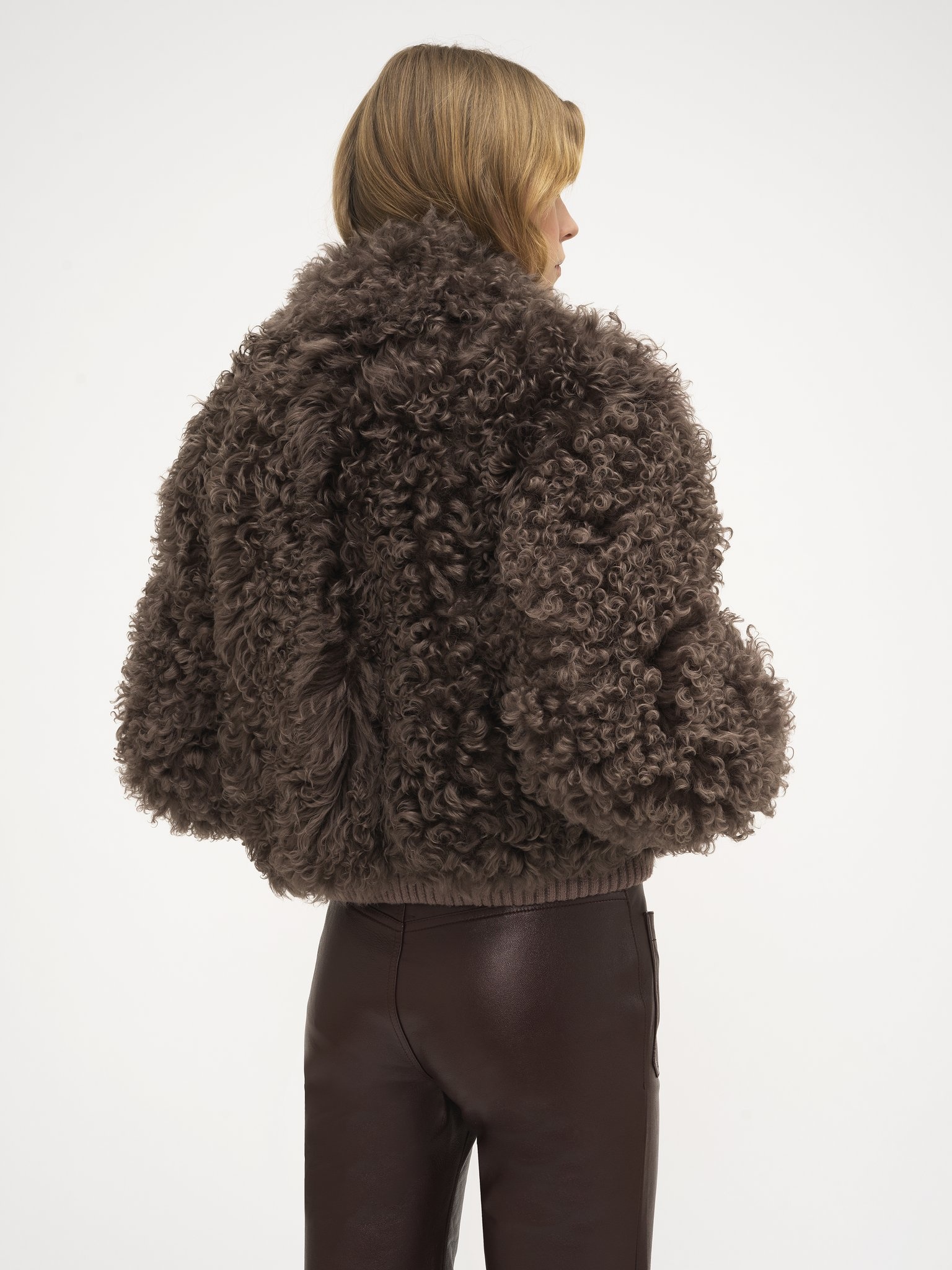 BOMBER JACKET IN SOFT CURLY SHEARLING - 5