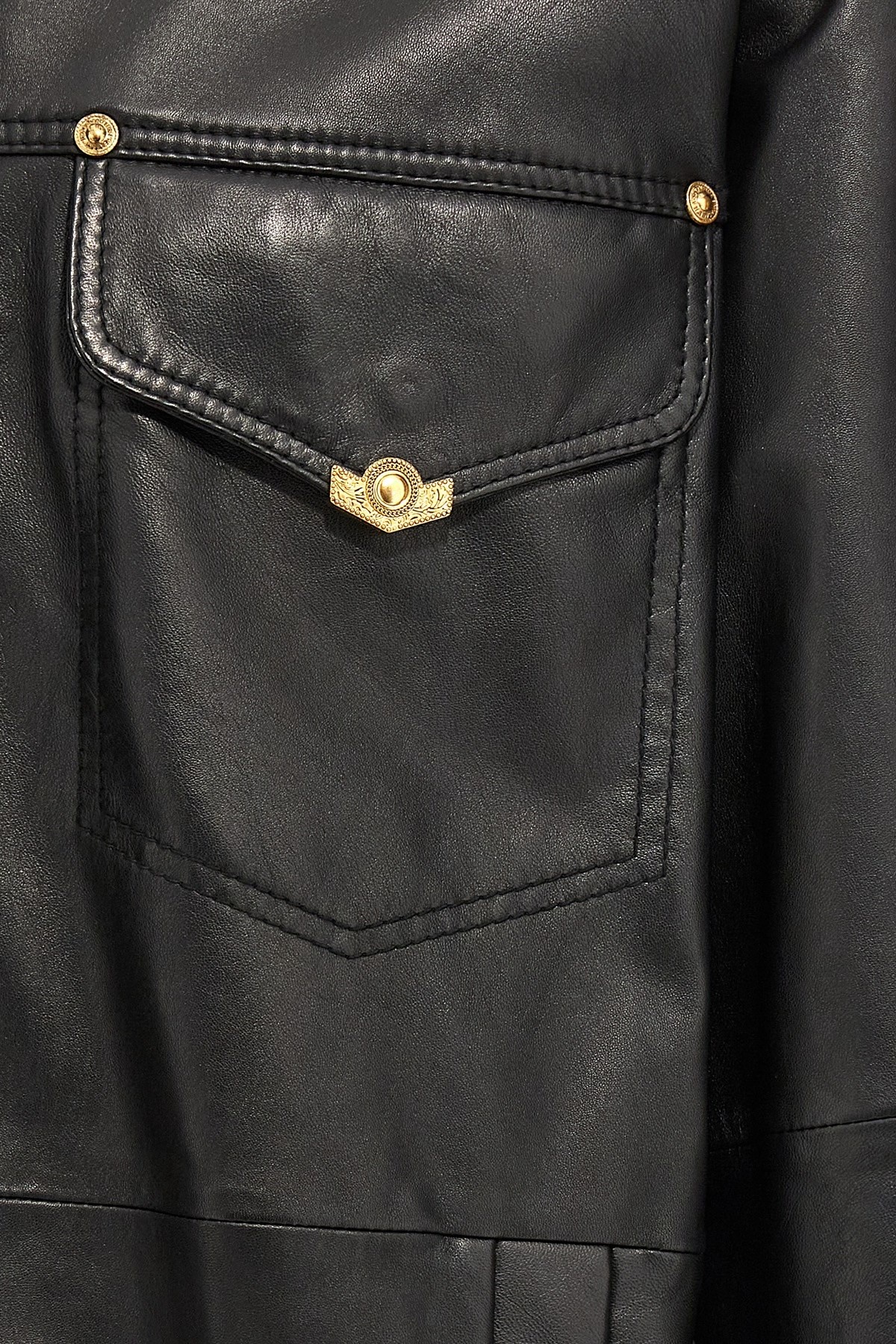 Logo button leather jacket - 6