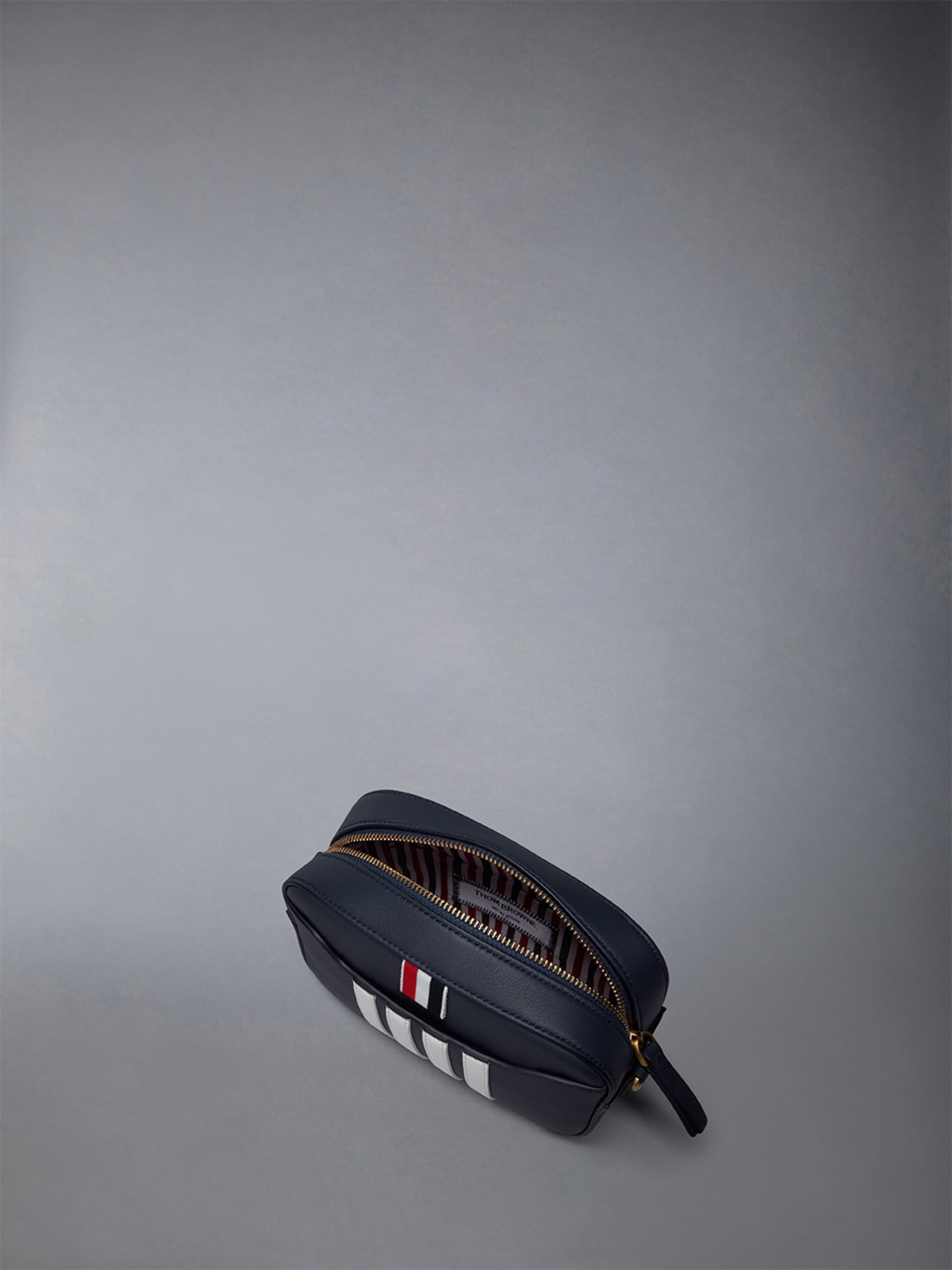 Horizontal Camera Bag W/ 4 Bar Stripes in Smooth Calf - 4