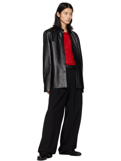 FERRAGAMO Black Paneled Leather Shirt outlook
